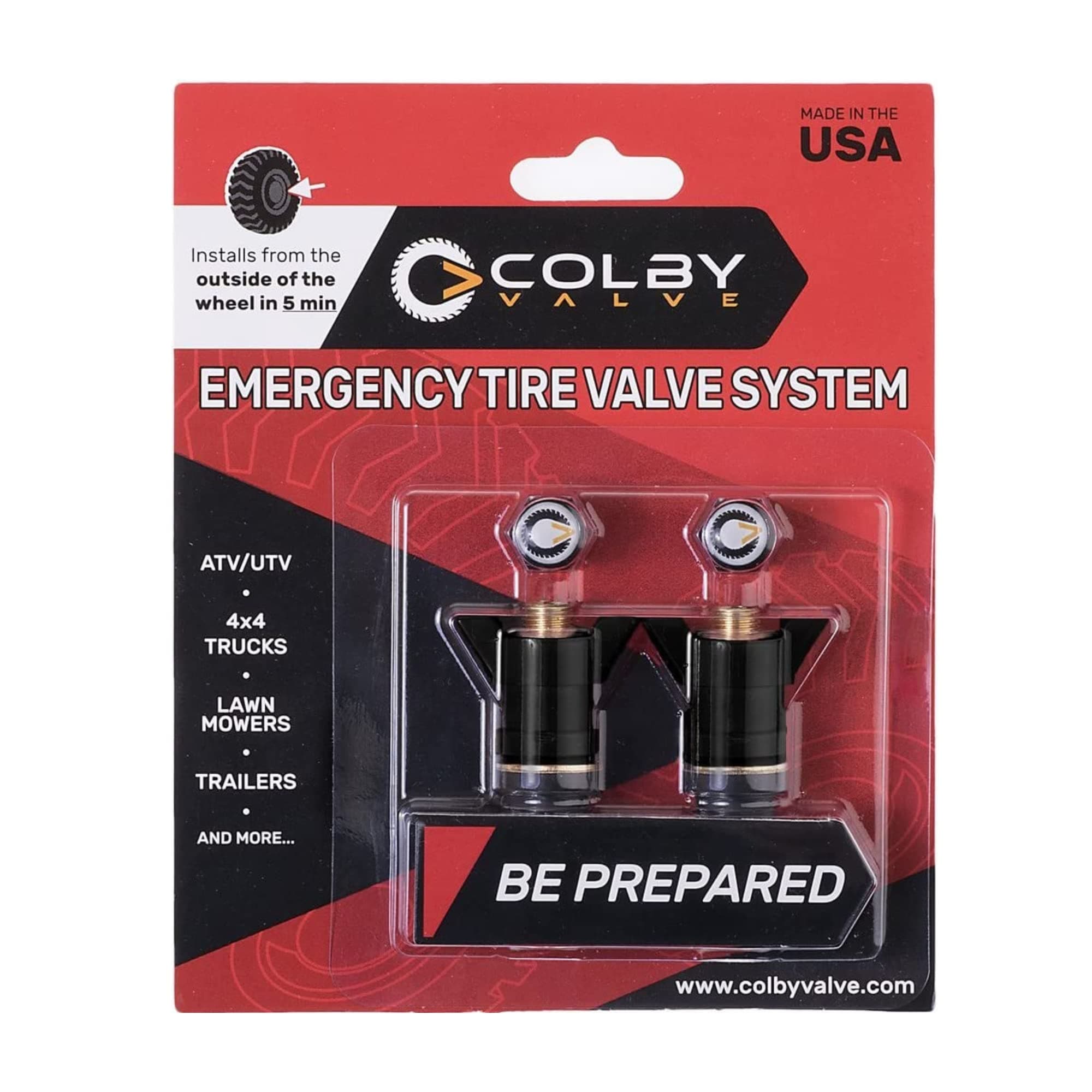 Colby Valve Quick Emergency Valve Stem Replacement Kit - No Tools Required, No Tire Removal - Made in USA from Quality 360 Brass Components