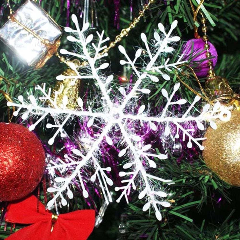 15Pcs Christmas White Snowflakes Xmas Tree Decorations Ornaments 11CM