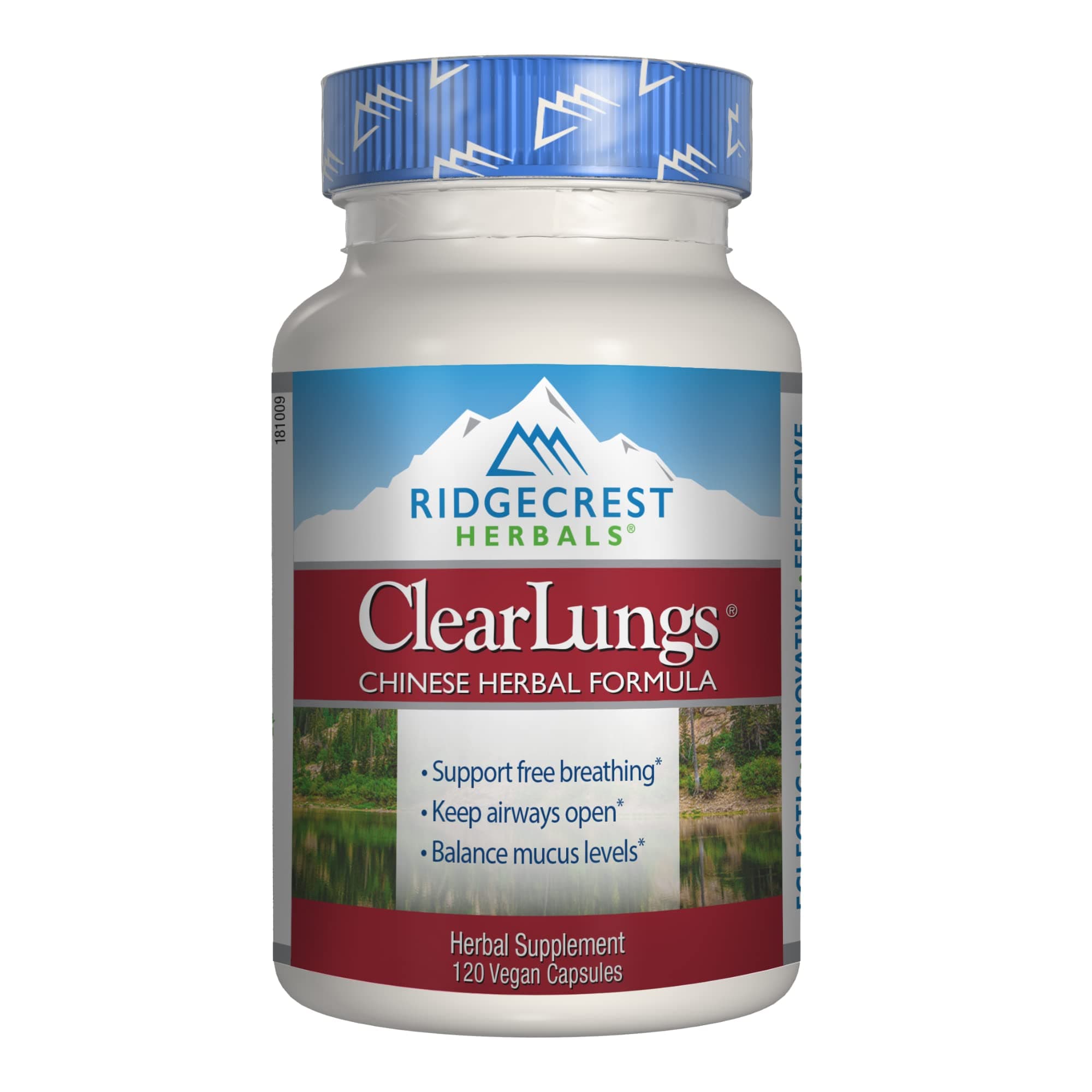 Ridge Crest Herbals 24001360A Vegetarian Capsules, Clearlungs, Herbal Breathing Support, 120 Capsule