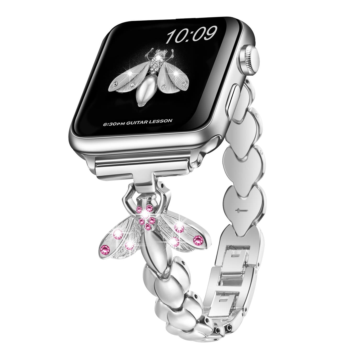 SaNgaiMEi Bands Compatible with Apple Watch 38mm 40mm 41mm Women Bling Metal Bracelet Dressy Strap for iWatch Ultra Series 9 8 7 6 5 4 3 2 1 SE