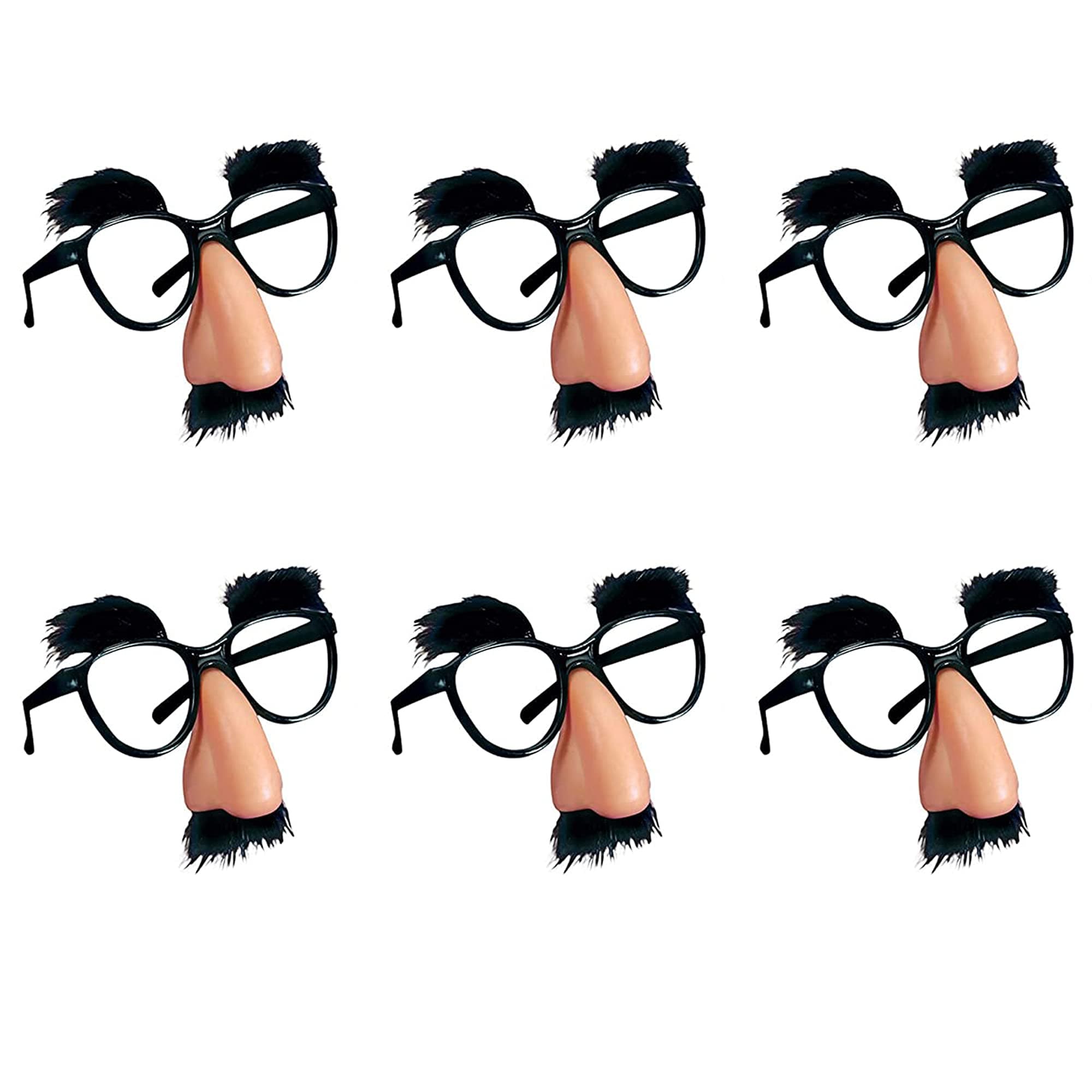 6 PCS Disguise Glasses with Funny Nose with Eyebrows and Mustache Perfect Party Favors for Costume Halloween and Birthday Parties