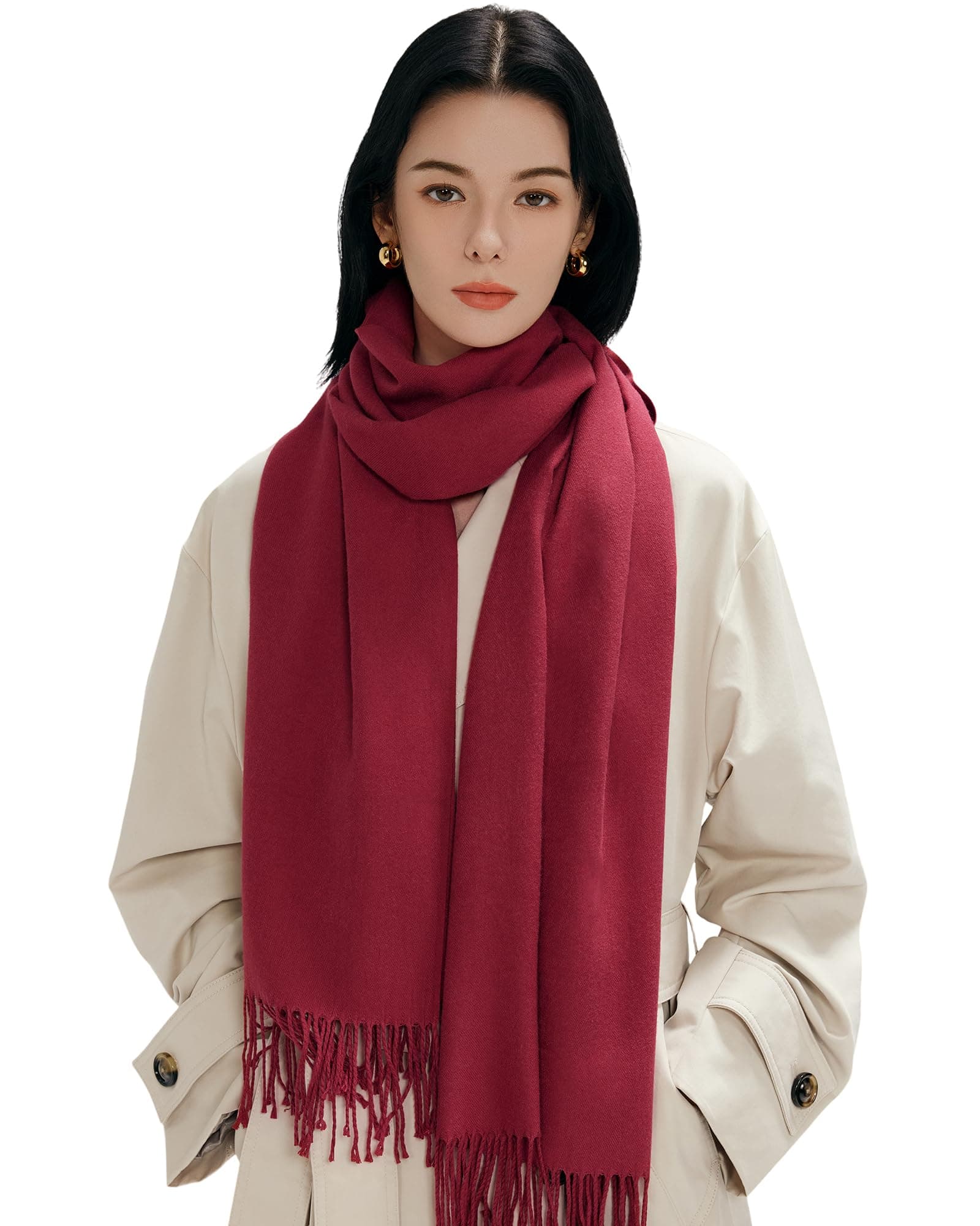 Womens Large Soft Cashmere Feel Pashmina Shawls Wraps Light Scarf, 12