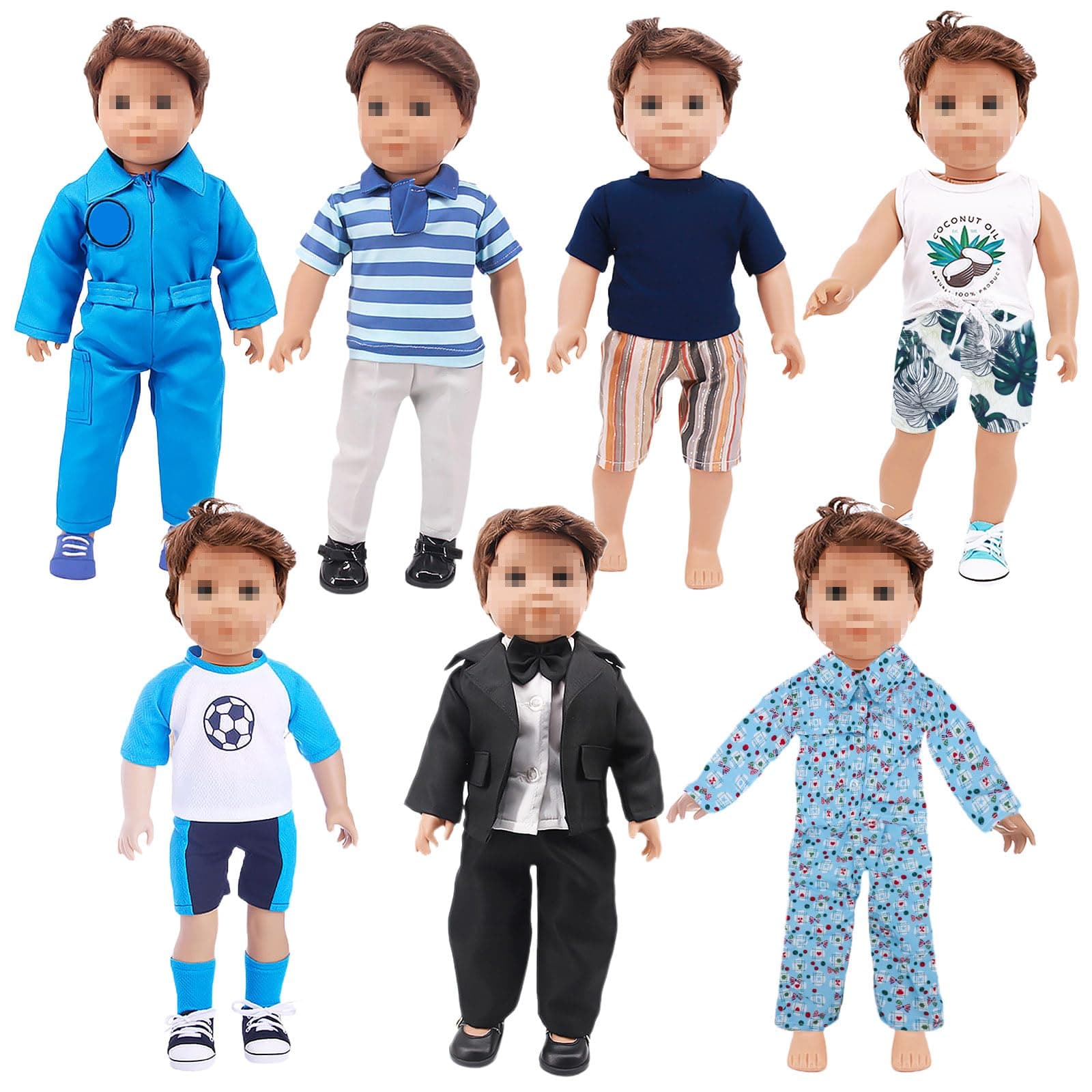 ONEST 7 Sets 18 Inch Boy Doll Clothes Dolls Outfits Dolls Accessories for American 18 Inch Boy Doll