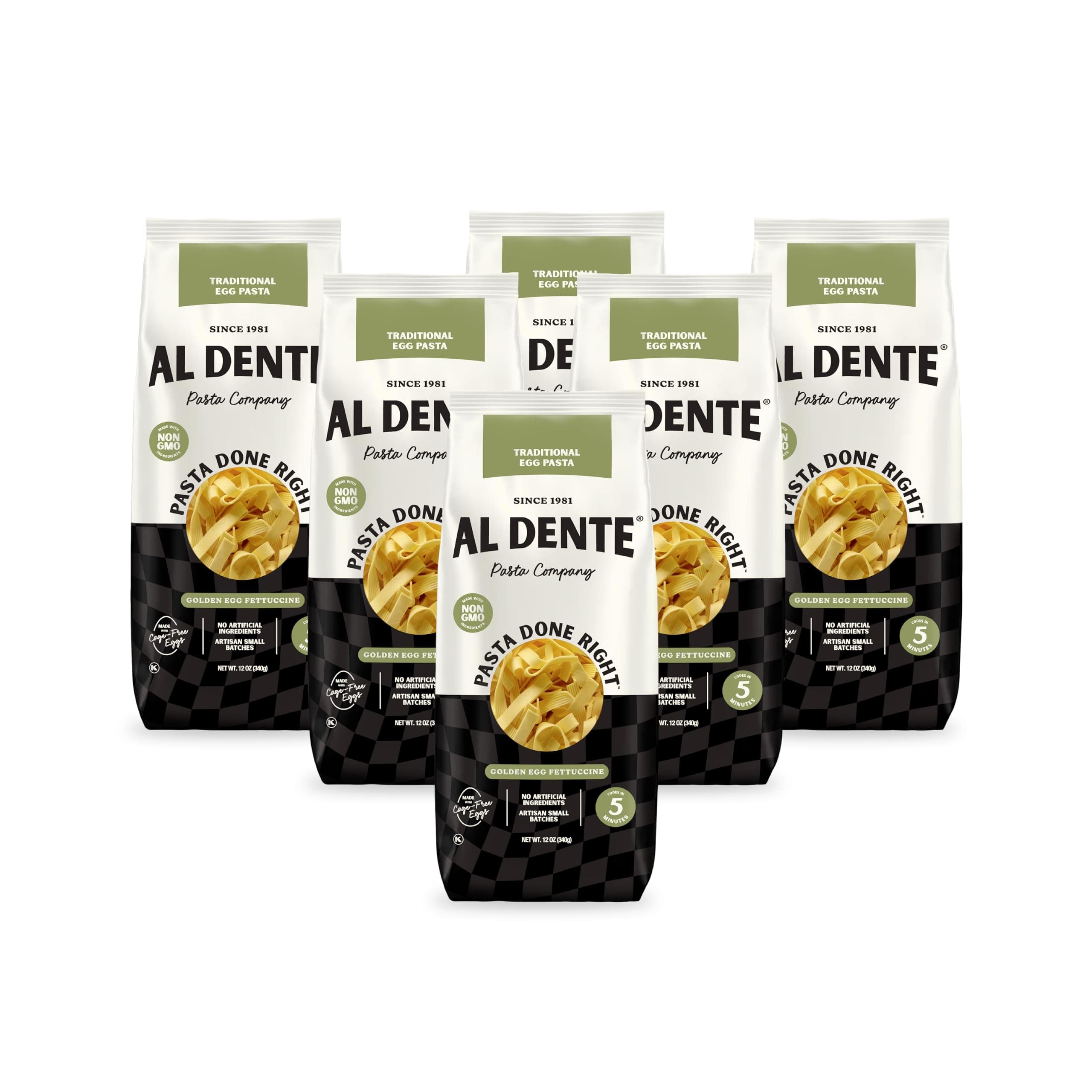 Golden Egg Fettuccine – All-Natural, Hand-Crafted Egg Pasta. Traditional Pasta Noodles Made with Cage-Free Eggs and Semolina. Great for Pastas, Soups, Stews. 12oz Bags (Pack of 6)