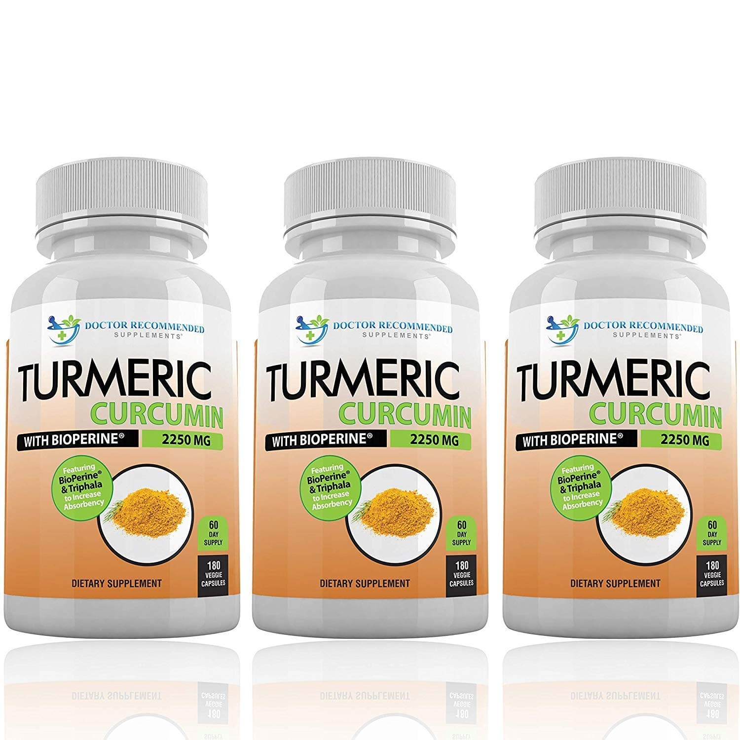 Turmeric Curcumin with Bioperine and Triphala - 2250mg/d - 540 Veggie Capsules with Black Pepper Extract -Turmeric Supplement