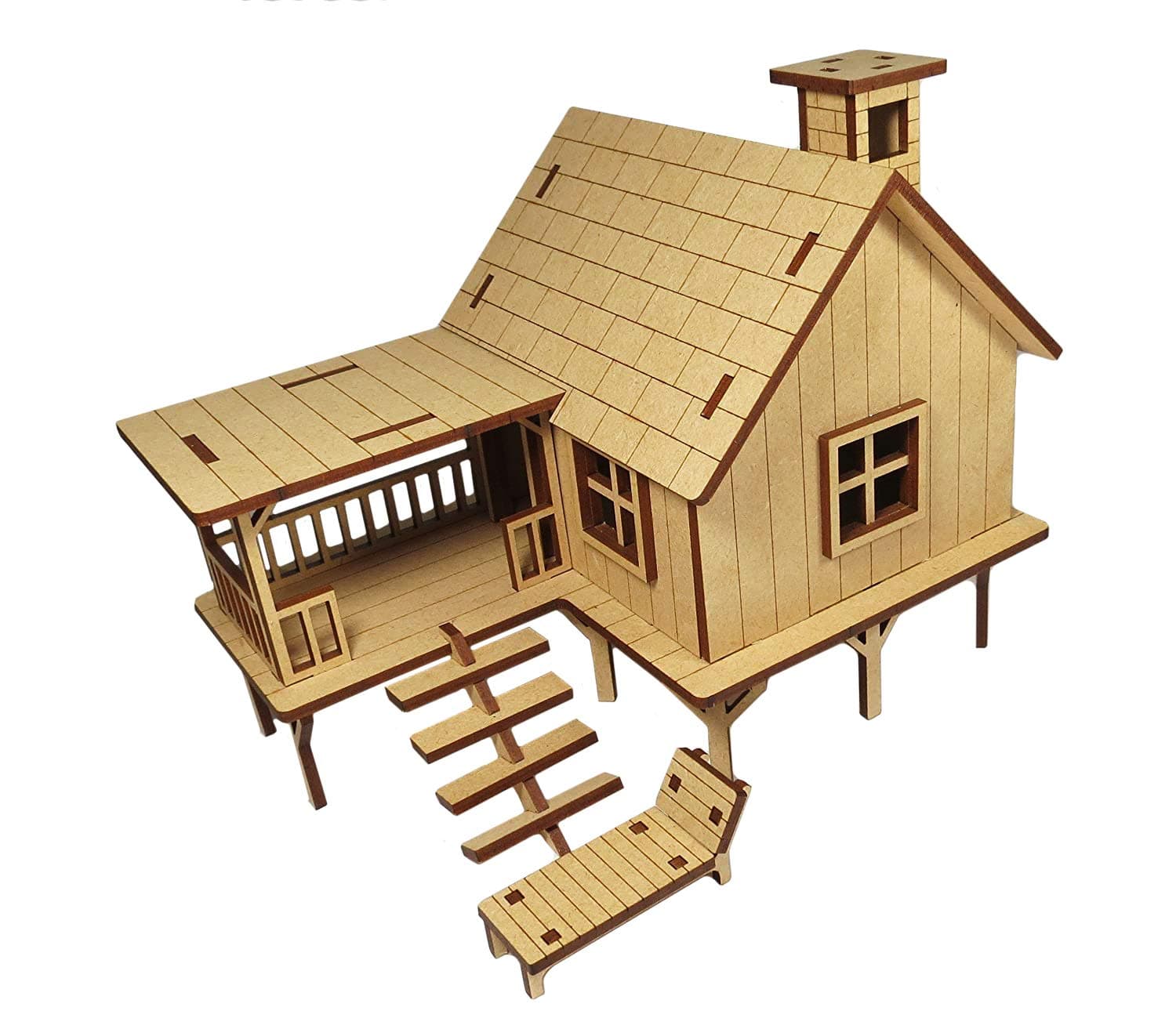 Wooden 3D Puzzle Beach House - Home Decor, Construction Toy, Modeling Kit, School Project - Easy to Assemble