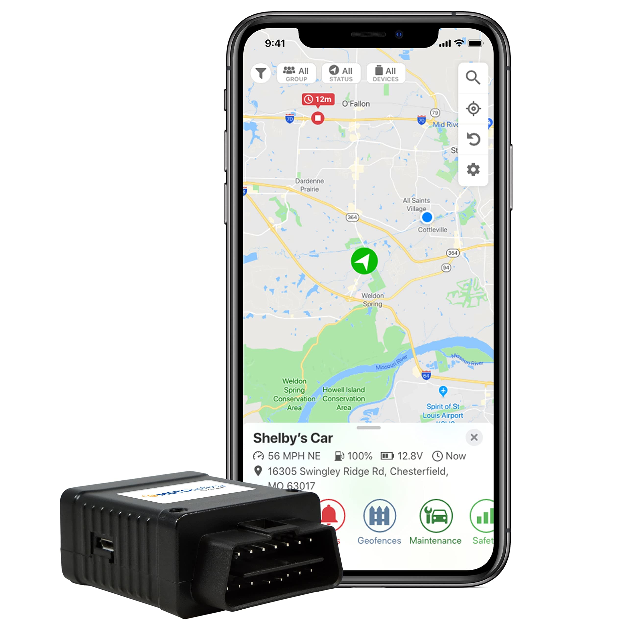 OBD GPS Car Tracker, Hidden Vehicle Tracker and Monitoring System with Real Time Location GPS Reports, For Auto, Adults, Fleet, Parents, Teen, Elderly, 4G with Phone App