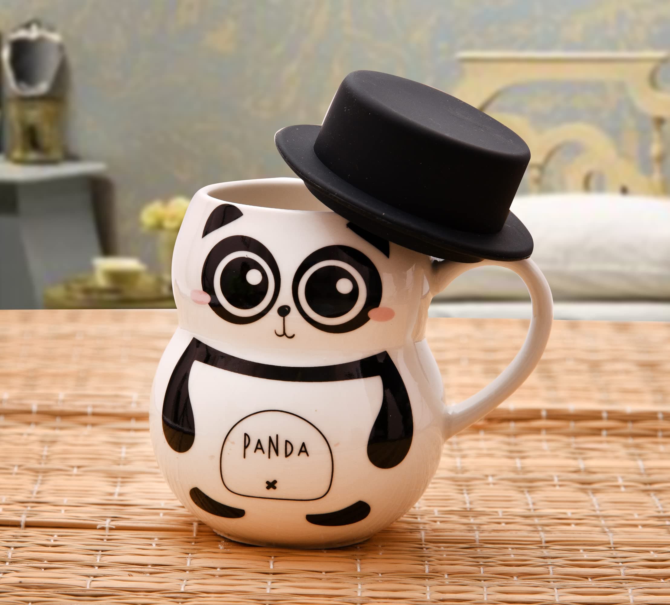 Ceramic Panda Coffee Mug 330 Ml Coffee Milk Tea Cup With Funny Lid Perfect Novelty Best Gift For Birthday Gift For Christmas, Kids, Daughter (Panda Mug)