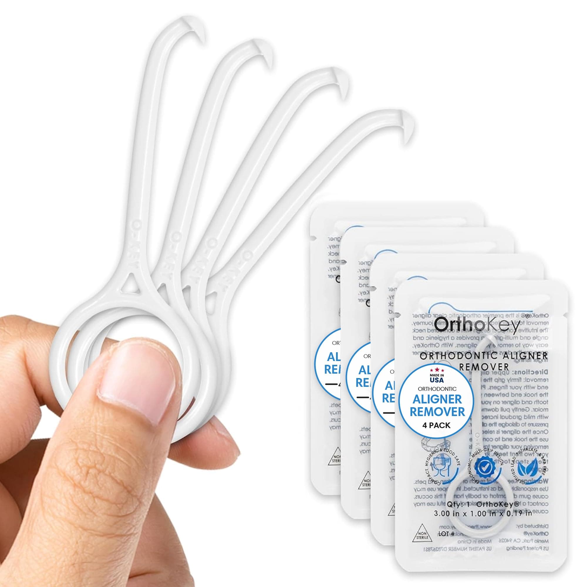 Clear Aligner Removal Tool by ORTHOKEY - Invisible Removable Braces - QTY 4 White