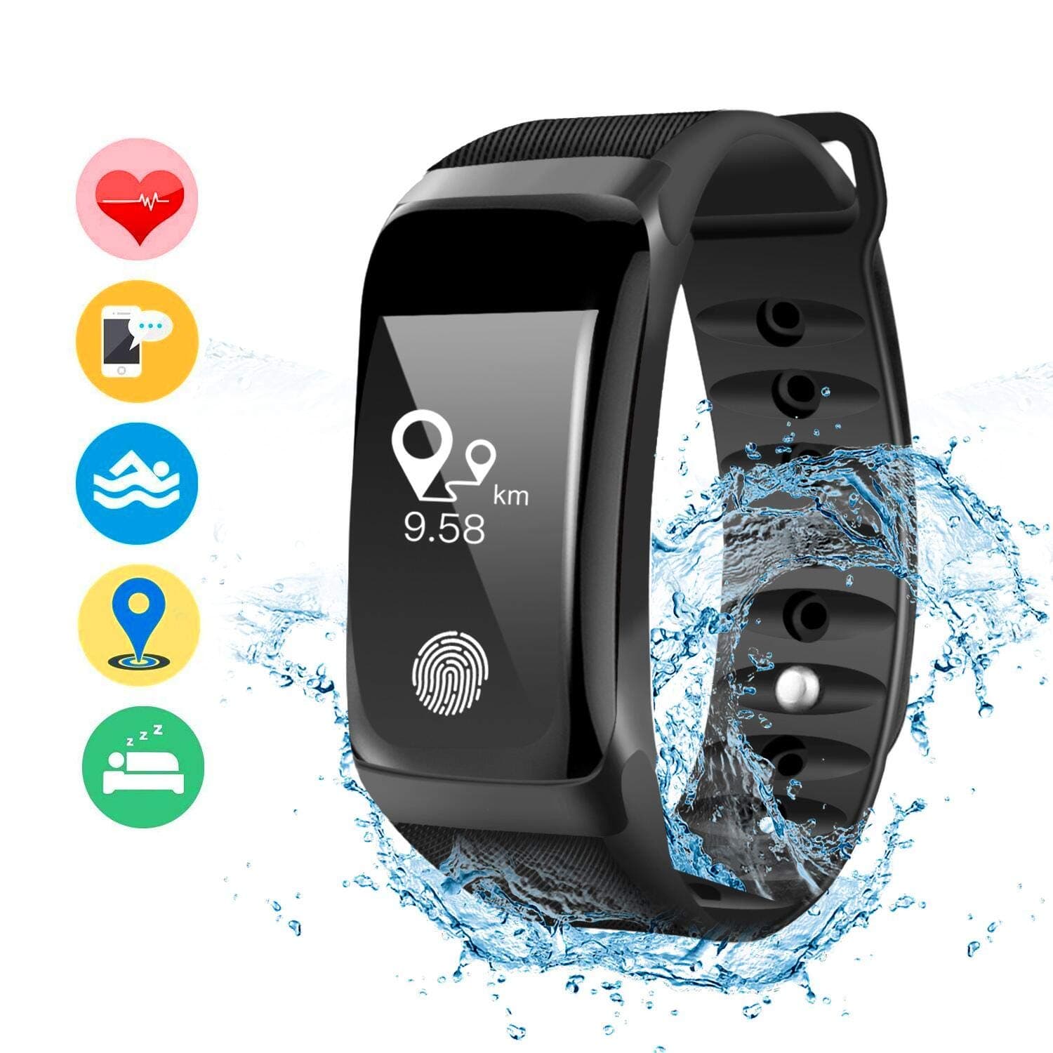 Fitness Tracker, Heart Rate Monitor Activity Tracker Smart Bracelet Waterproof Pedometer Step Counter Watch Calorie Counter Watch for Women Men