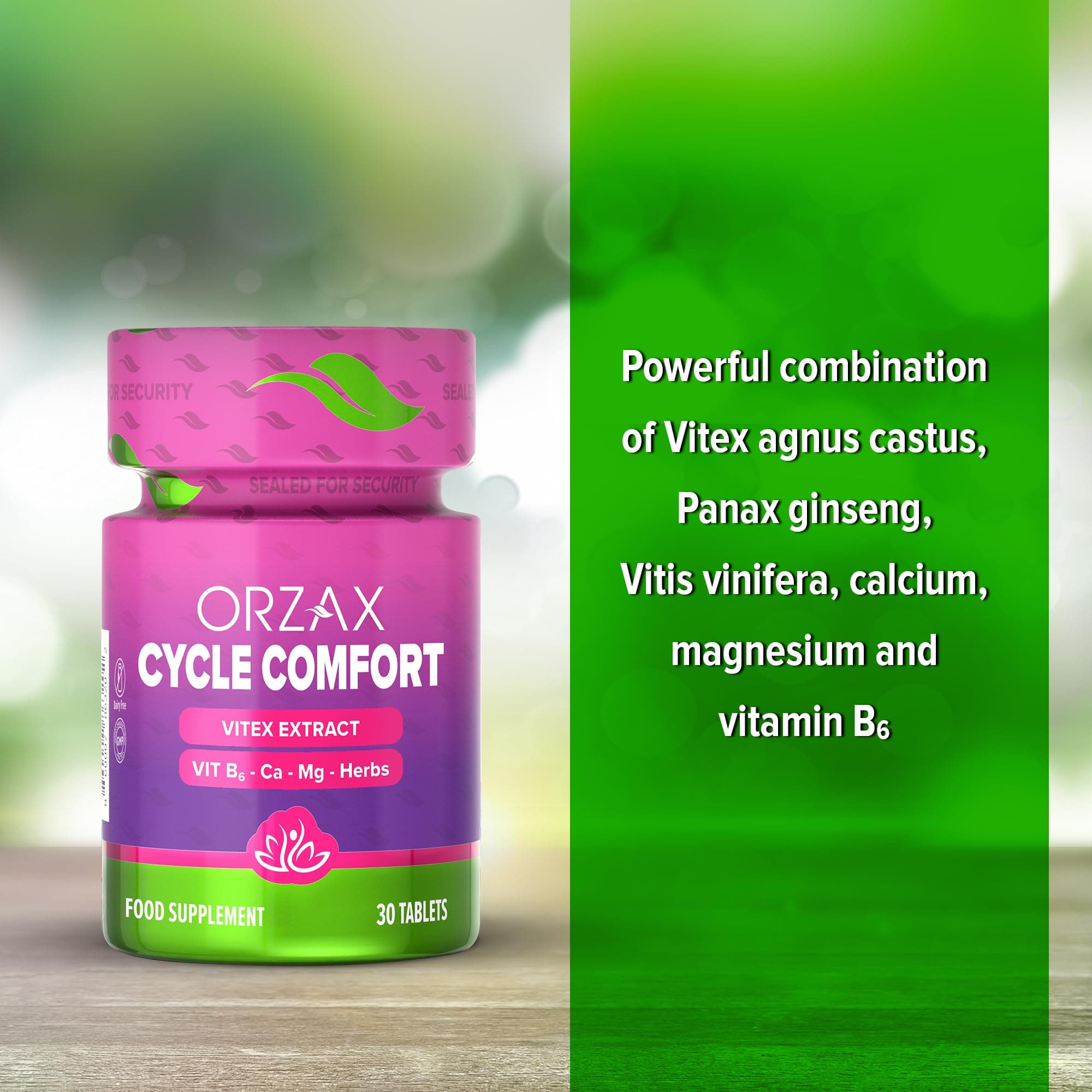ORZAX PMS Support Supplement for Women - Supports Hormone Balance, Menstrual Period Cramps, Energy, and Mood - Cycle Comfort with Vitamin B6, Panax Ginseng, Calcium, and Magnesium - 30 Tablets