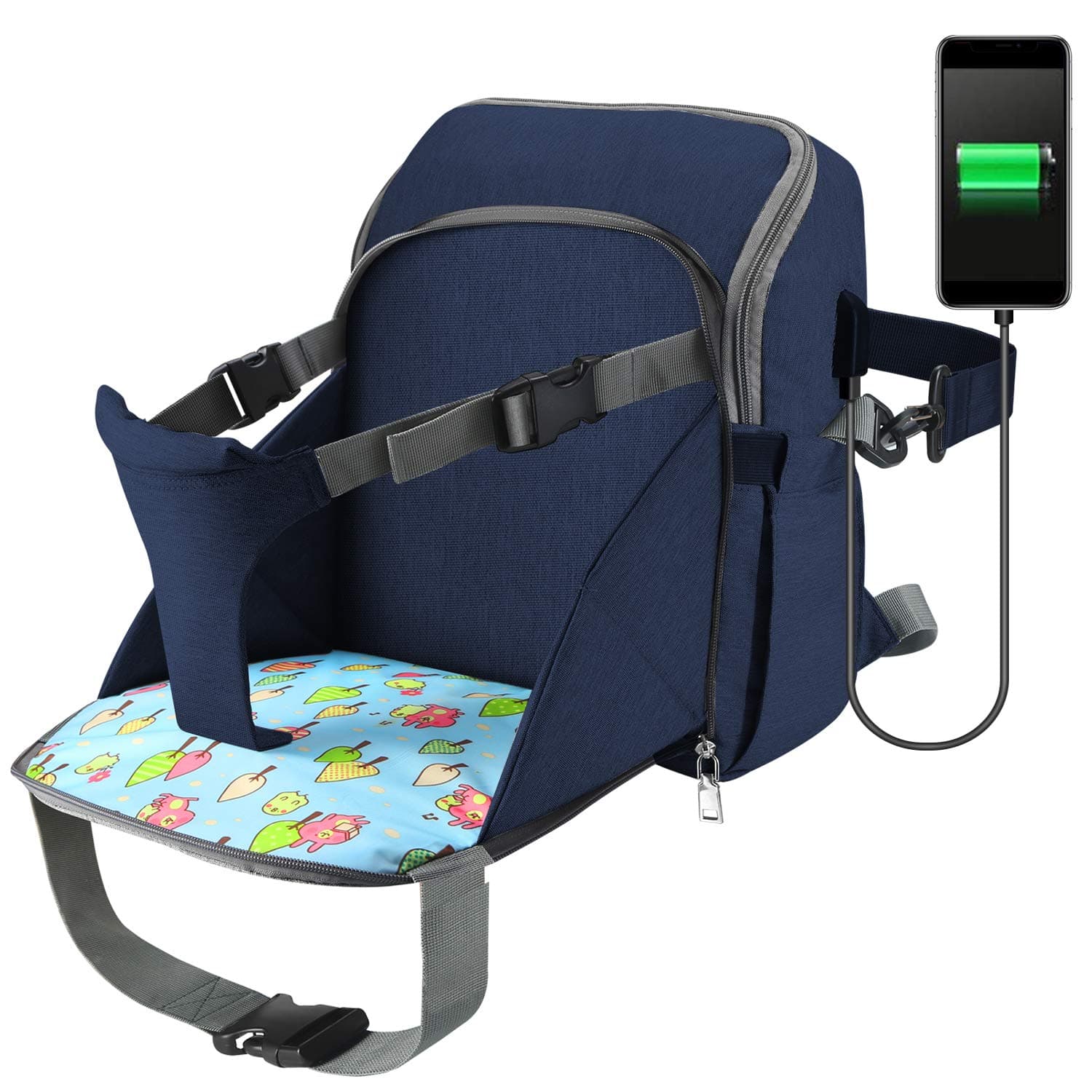 Baby Nappy Changing Backpack,Diaper Bag with Baby Seat Mat,Multifunction Baby Nappy Changing Bag with USB Charging Port,Waterproof Unisex Travel Backpack (Darkblue)