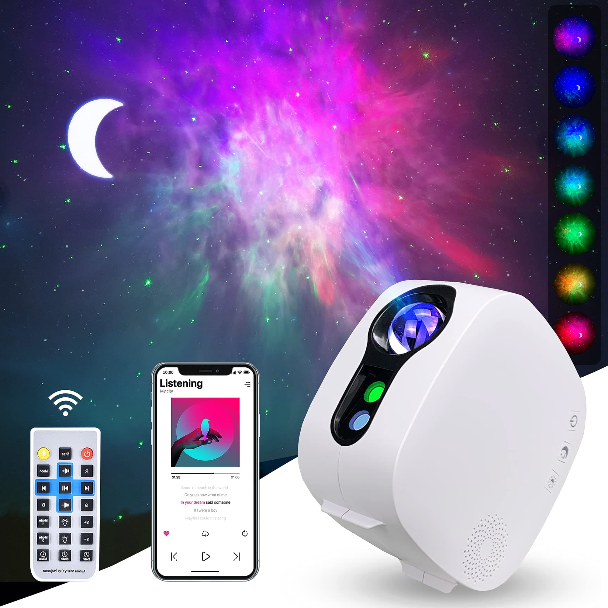 MERTTURM Galaxy Star Projector, Bluetooth Music Sky Night Light Gifts for Kids Toddler Baby, 3 in 1 Nebula Cloud Lighting, Starlight Projector for Bedroom, Room Decor with Remote Control (White)