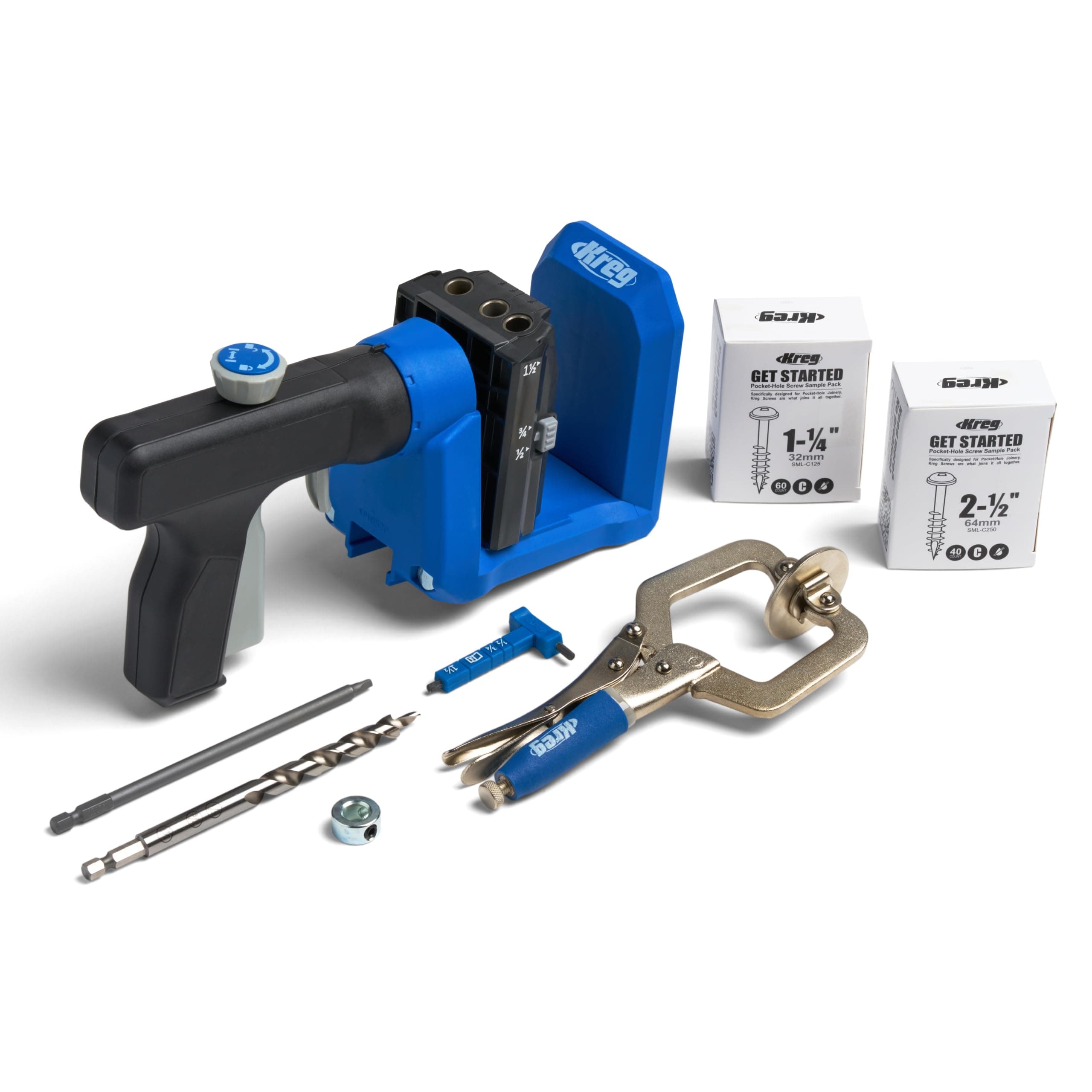 KPHJ520PRO Pocket-Hole Jig - Durable Kreg Pocket-Hole Jig - Easy Clamping & Adjusting - Includes 360-Degree Rotating Handle - With Pocket-Hole Screws - For Materials 1/2" to 1 1/2" Thick