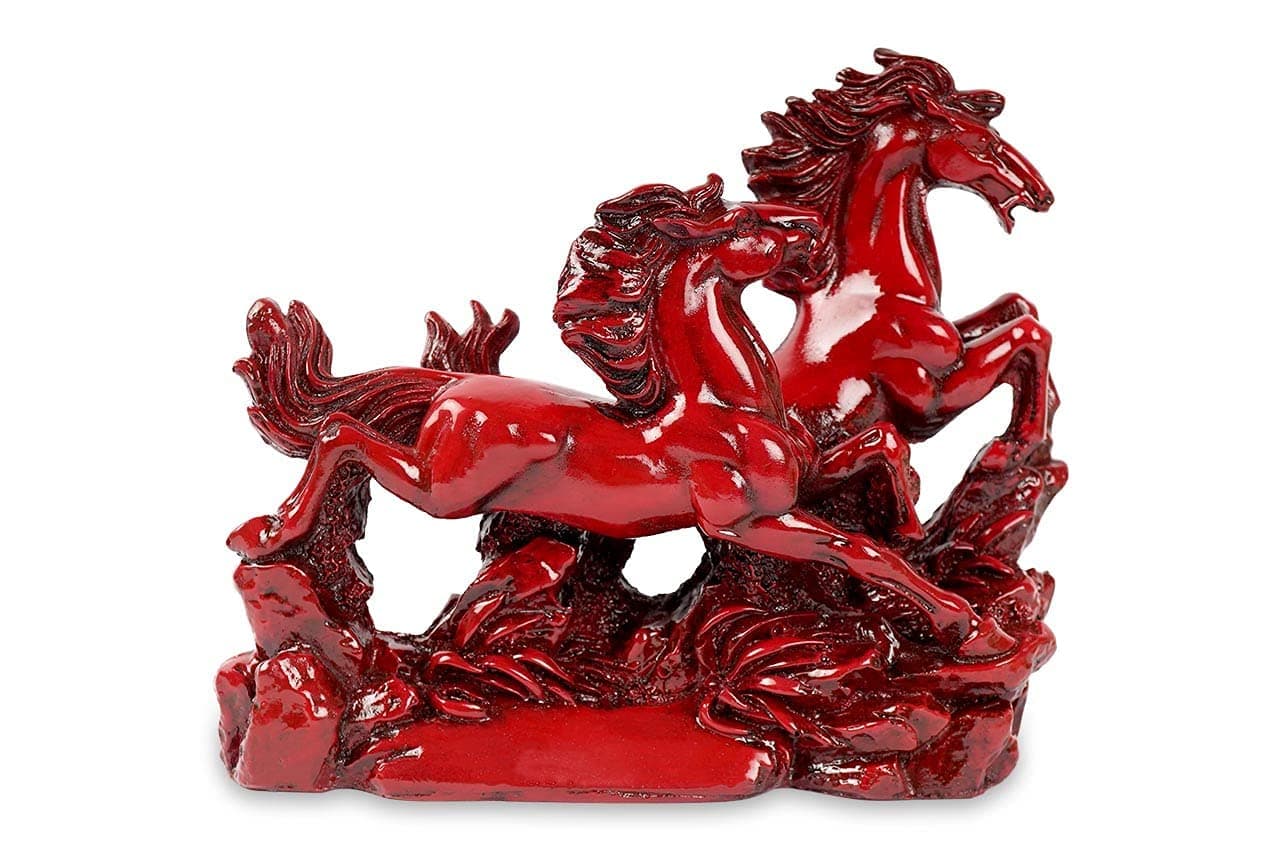 Vastu Red Horses Pair for Victory, Positive Energy, Good Luck, Business Growth