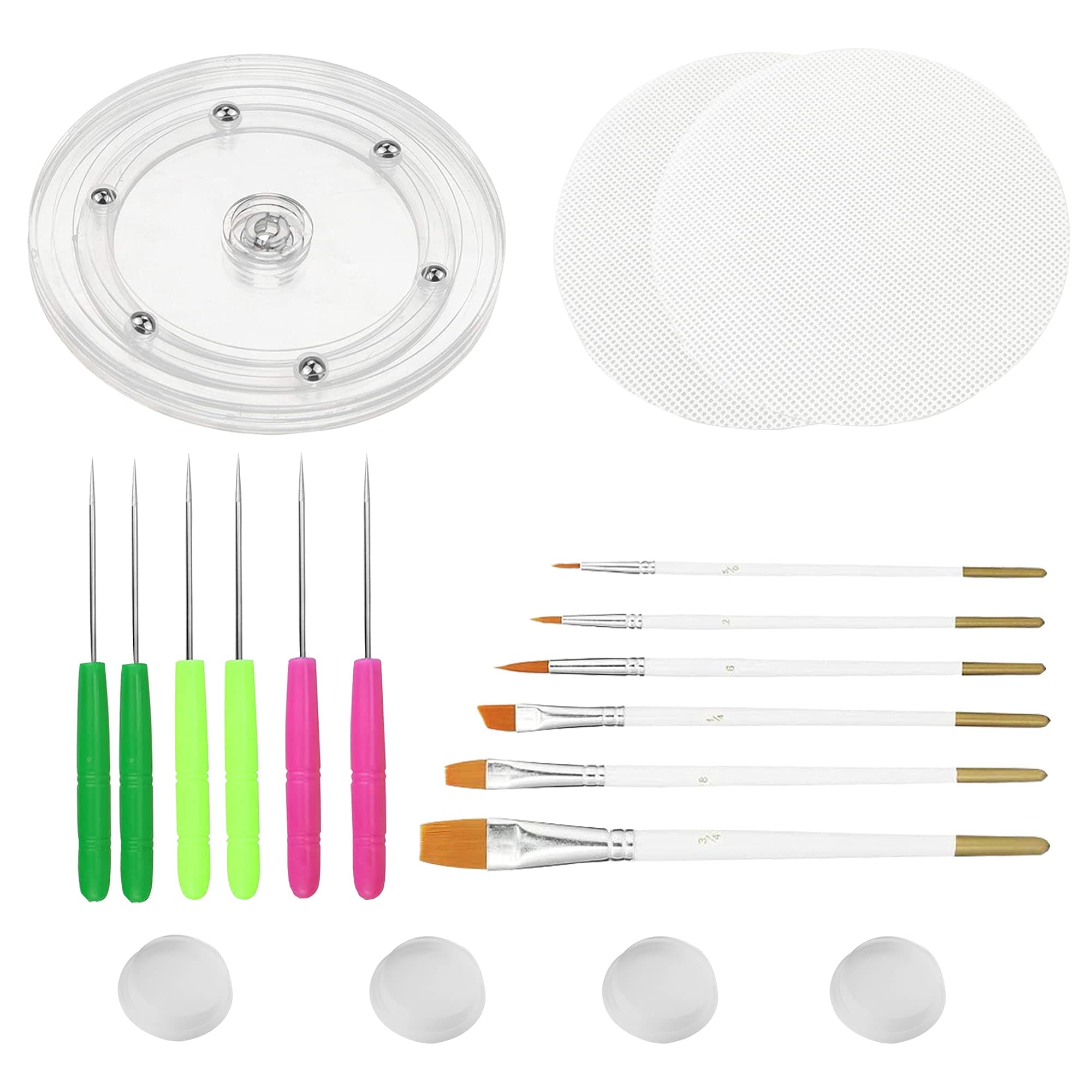 Cookie Decorating Kit Supplies Including 1 Acrylic Cookie Turntable 6 Cookie Scribe Needle2 Silicone Mesh Mats 6 Cookie Decoration Brushes 4 Rubber Feet Bumpers