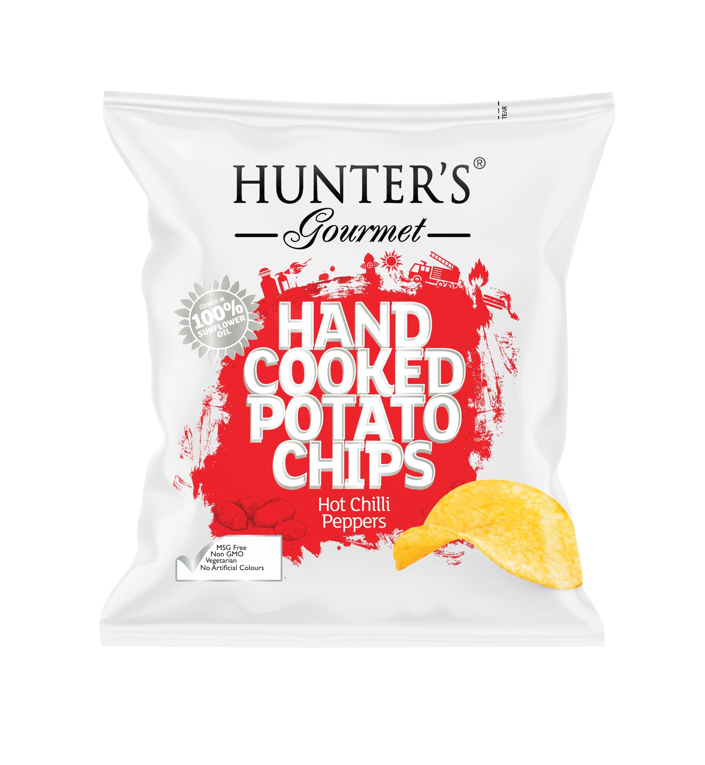 Hunter's Gourmet Hot Chilli Peppers Hand Cooked Potato Chips 40g
