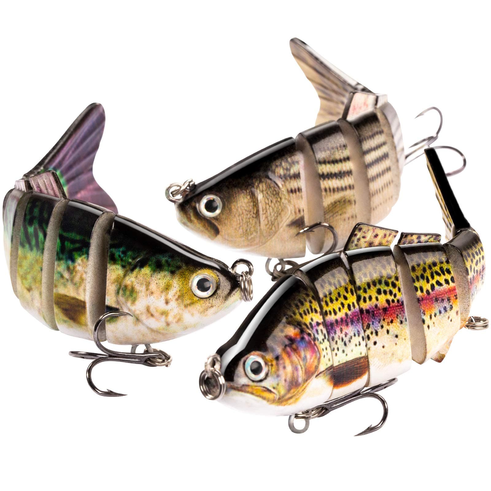 Basskiller Bass Lure Freshwater Kit, Segmented Fishing Lure with Bkk Hooks, Paddle Tail Jointed Swimbaits for Bass Fishing, Sinking Action Trout Bait with Noisy Rattle Balls for Walleye