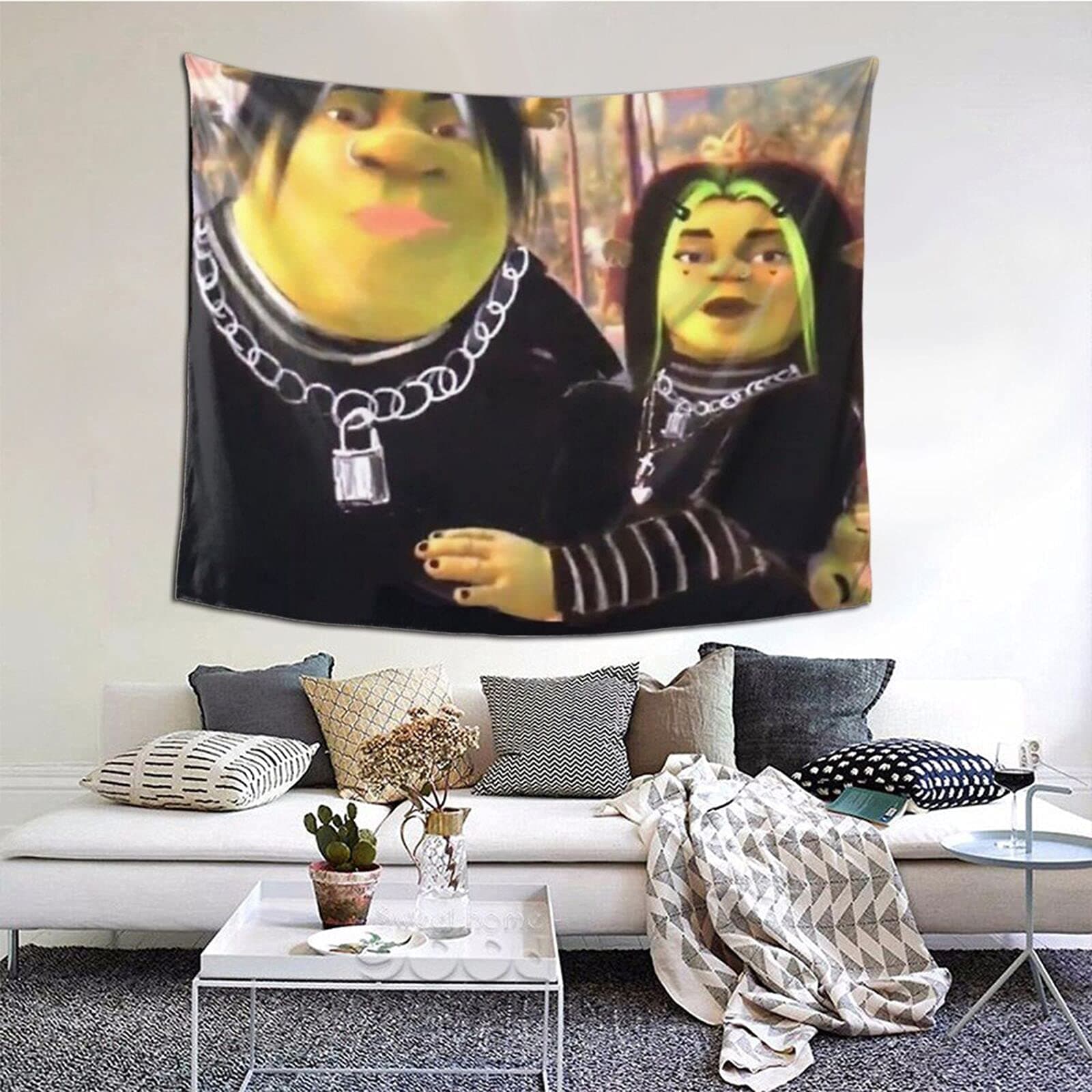 Yund Eboy Shrek And Egirl Fiona 3d Boutique Decorative Wall Tapestry Pop Art Retro Micro Microfiber Home Decoration Black One Size