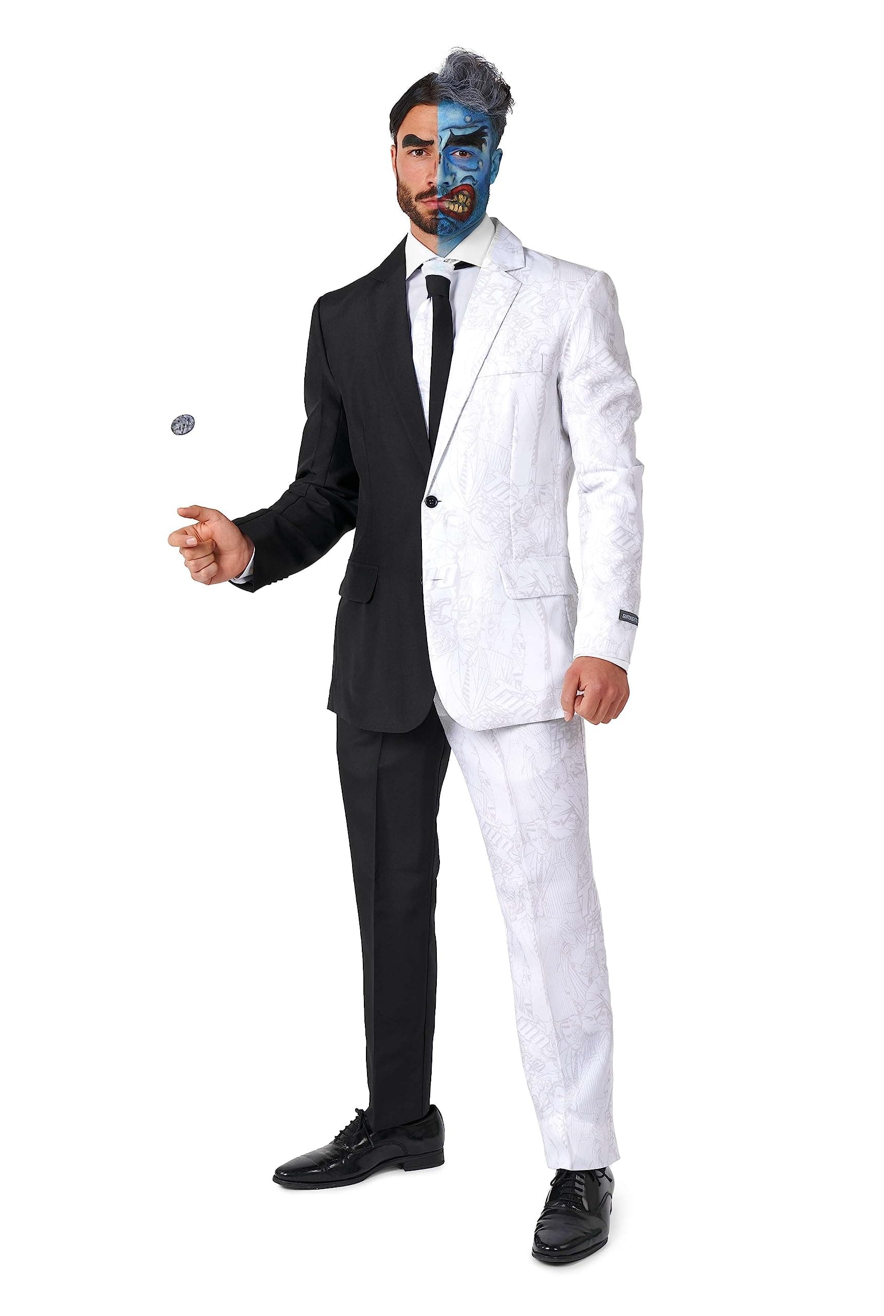 Suitmeister Men's Halloween Costume - Two Face - DC Characters Slim Fit Suit - Black and White