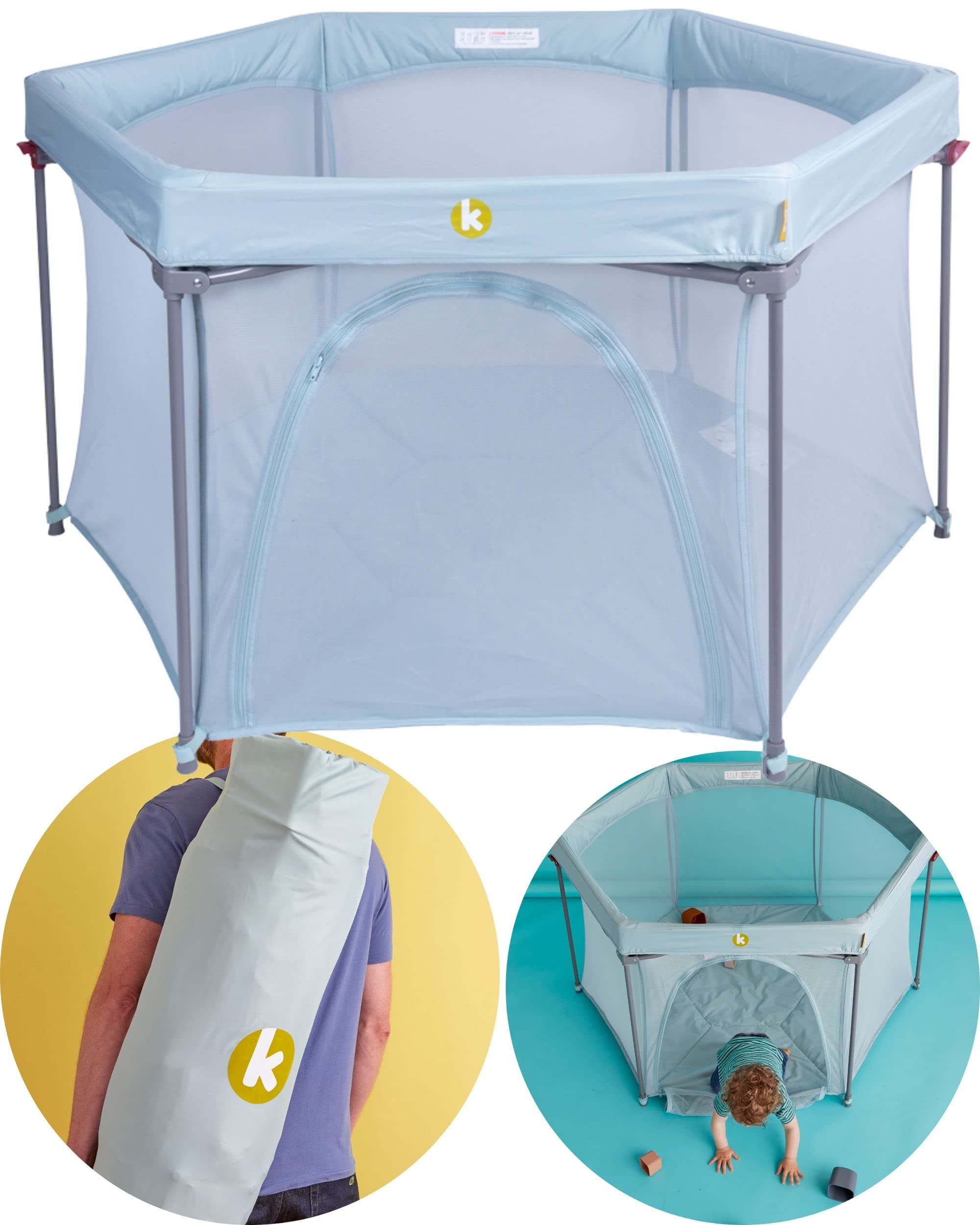 Happy Home Foldable Playpen | Foldable Playpen For Baby and Toddlers | Water-Resistant, Padded Base | Zip Door For Easy Access | Perfect Play Pen For Indoor, Outdoor & Travel | Springwater