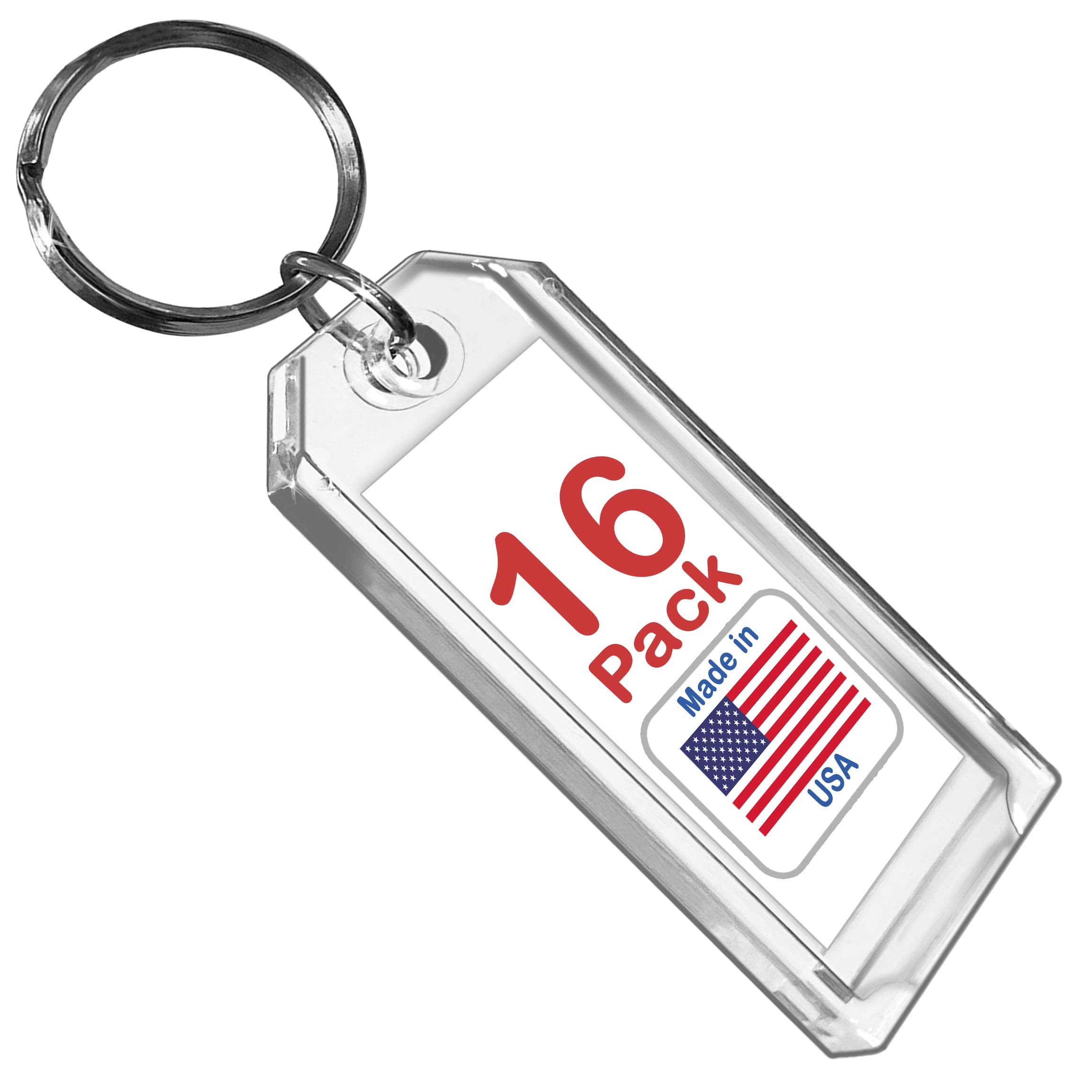Premium Key Tag 3” Slip-Slot Plastic Heavy Duty (Clear Crystal Color) (16 Pack)