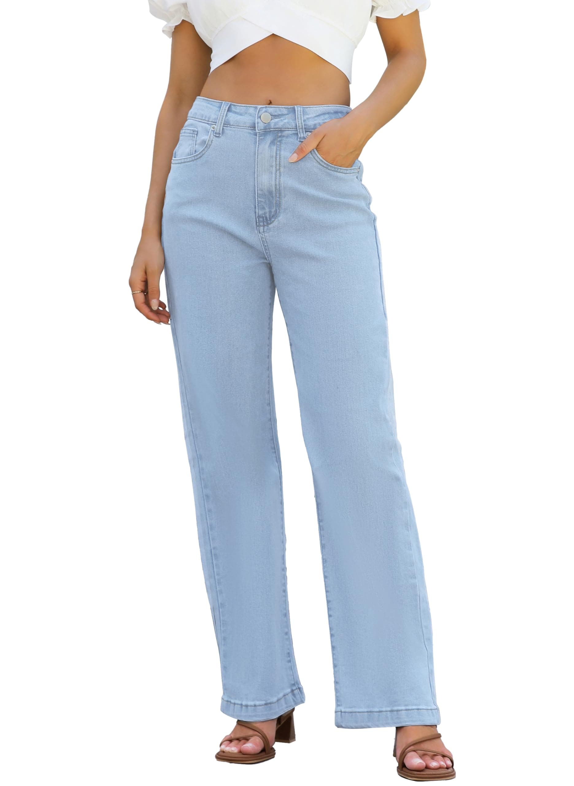 Womens Jeans High Waisted Straight Leg Loose Stretchy Lightweight Tummy Control Trendy Jeans for Women 2025