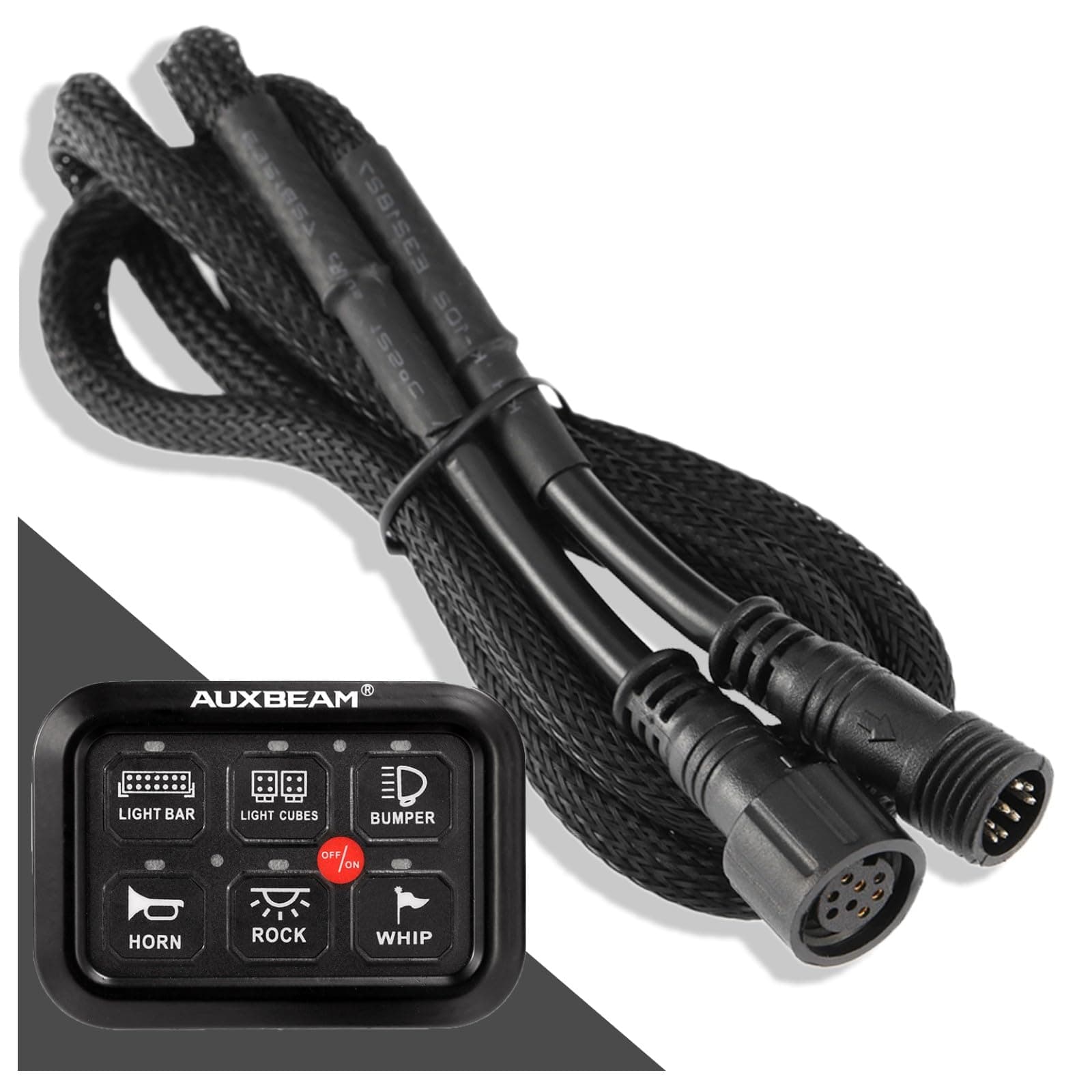 Auxbeam 3.94ft 8 Pin Wiring Harness Extension for Auxbeam 6 Gang Switch Panel BC60, GC60 Switch Controller Extension Line Controller Box, ATV, UTV, Truck, Trailer, Bus, Car, RV, Boat, Motorhome