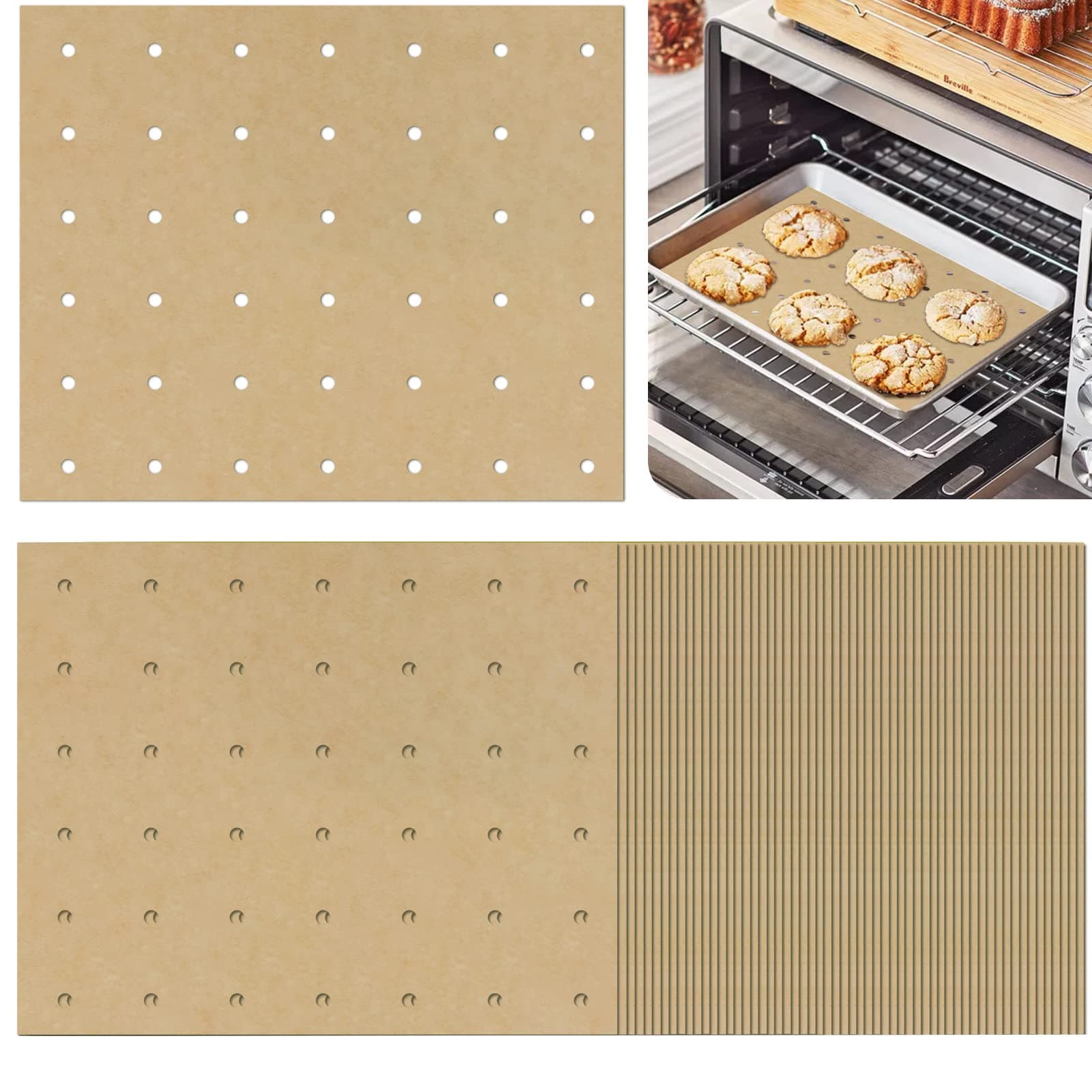 120 Sheets 9x11inch Unbleached Air Fryer Parchment Paper Liners,Non-stick Disposable Rectangle Baking Paper Compatible with Ninja Air Fryer