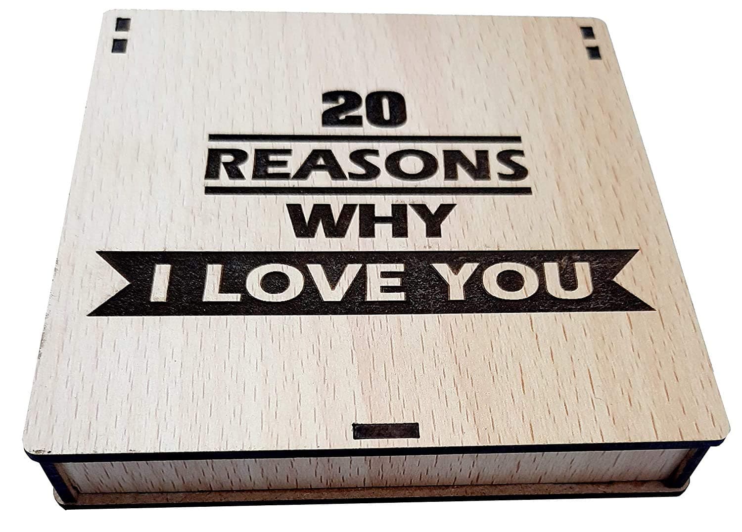 PureCraft Wooden Medium Heart Shaped Love Message Box | 20 Reasons I Love You | Romantic
