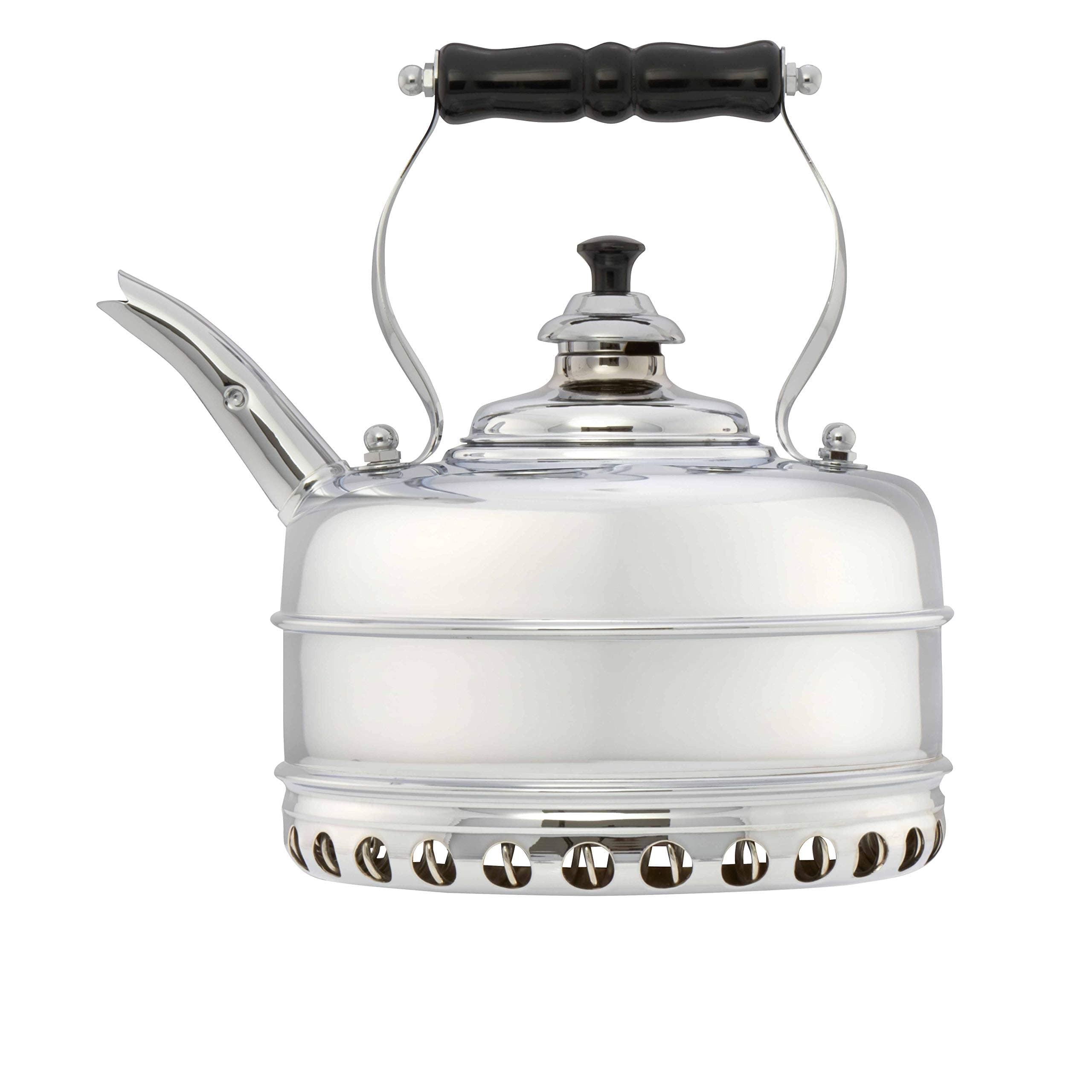 Simplex Tea Kettle Buckingham No 3 Solid Copper Chrome Plated Whistling Tea Kettle For Gas Stoves by Newey & Bloomer