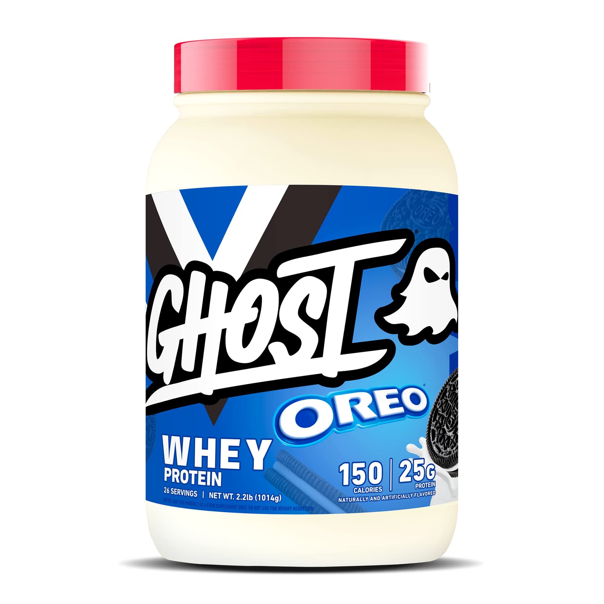 GHOST Whey Protein Powder, Oreo - 2LB, 25G of Protein - Whey Protein Blend -Post Workout Fitness & Nutrition Shakes, Smoothies, Baking & Cooking - Cookie Pieces Inside