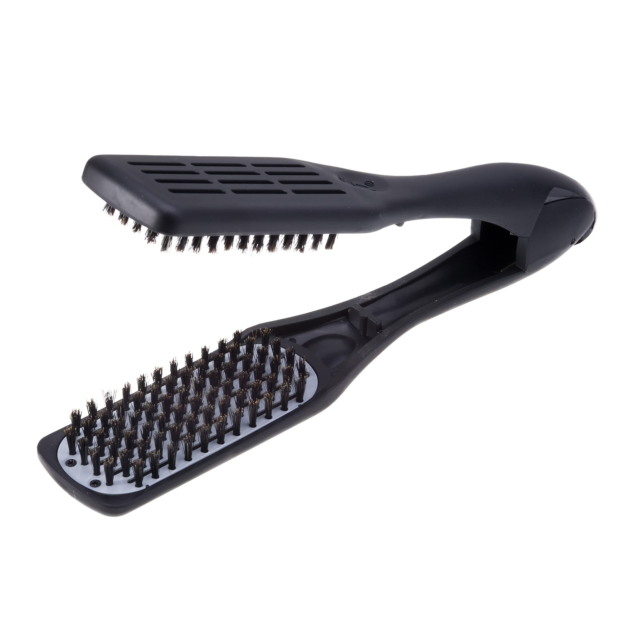 D79 Thermoceramic Hair Straightening Brush - with Boar Bristles - For Wide, Wavy, Curly, Coily Hair – Black