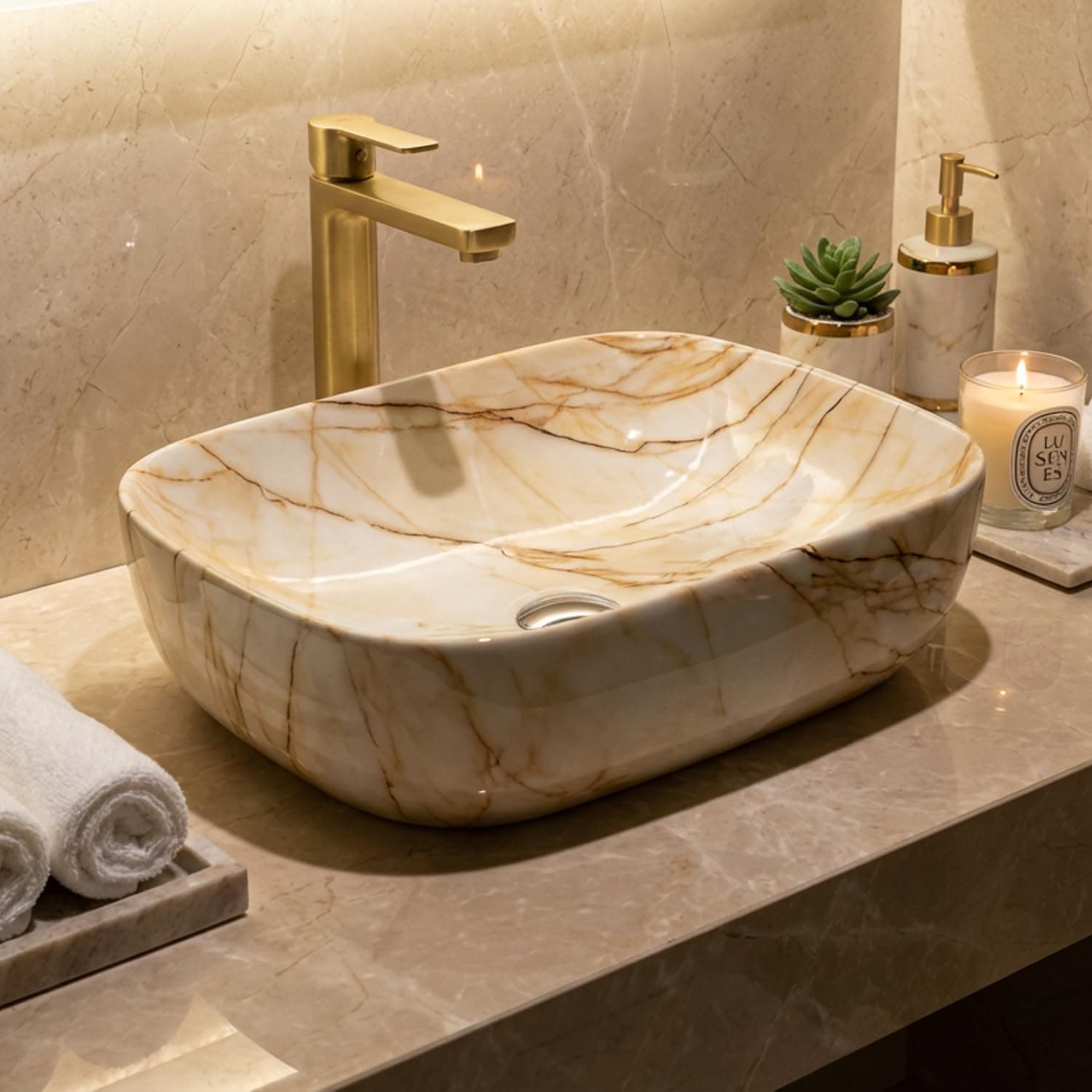 Premium Designer Ceramic Wash Basin | Table Top Bathroom Sink | Modern Oval Countertop Basin | Glossy Finish |18 x 13 x 5.5 Inch | 1080 Wash Basin