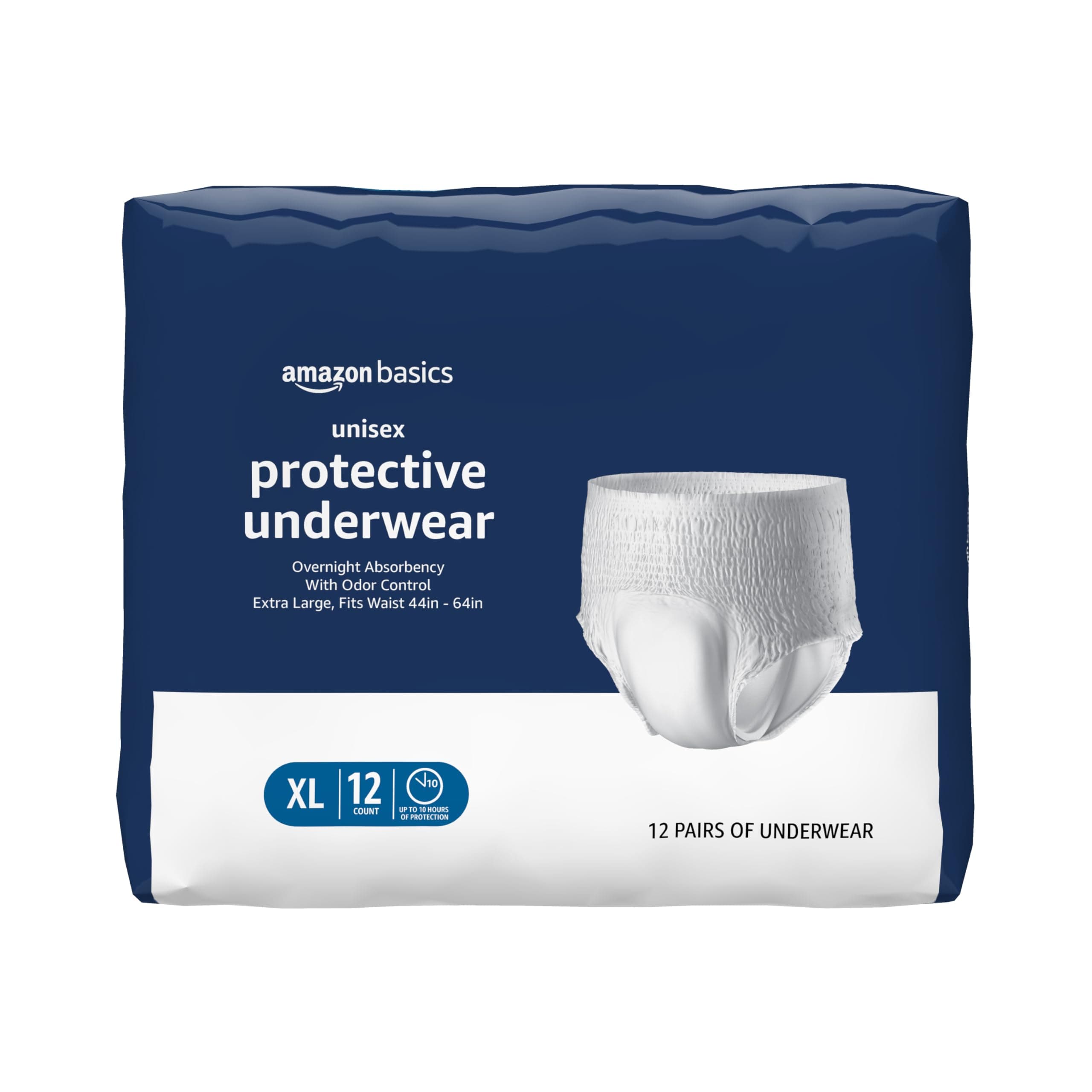 Unisex Protective Underwear, Overnight Absorbency, Extra Large, 12 Count