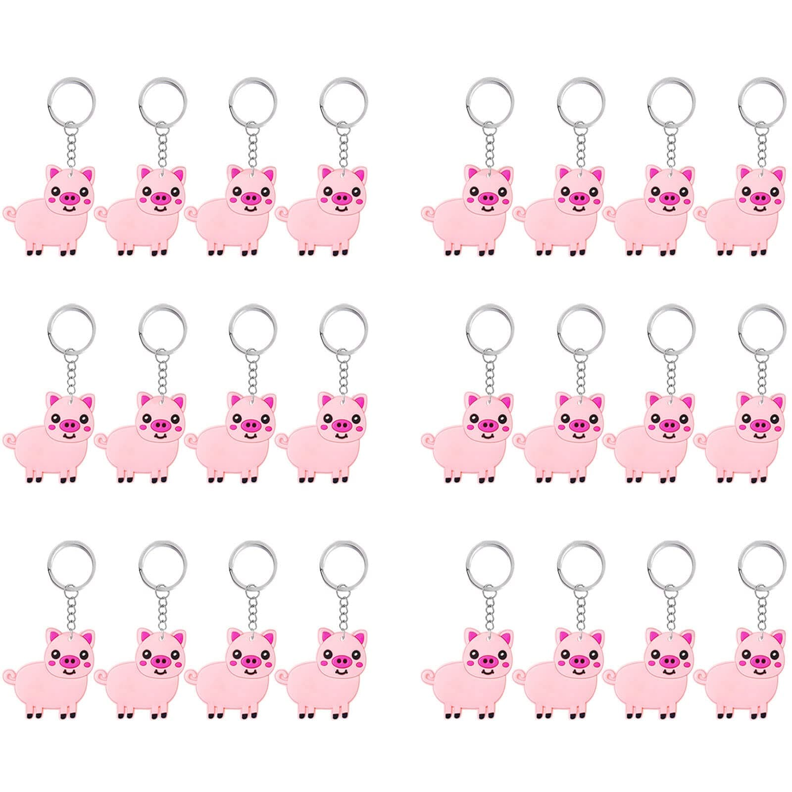 Elecrainbow 24 Pack Pink Little Pig Keyring Pack Party Favor for Little Pig Lover, Guest Return Gift, Farm Animal Themed Party, Baby Shower, Birthday