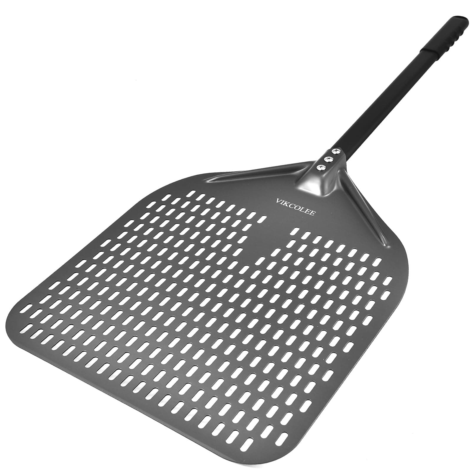 Perforated Pizza Peel, 14 x 16 Inch Rectangular Pizza Turning Peel, Professional Anodized Aluminum Turning Pizza Spatula, 34 inch overall