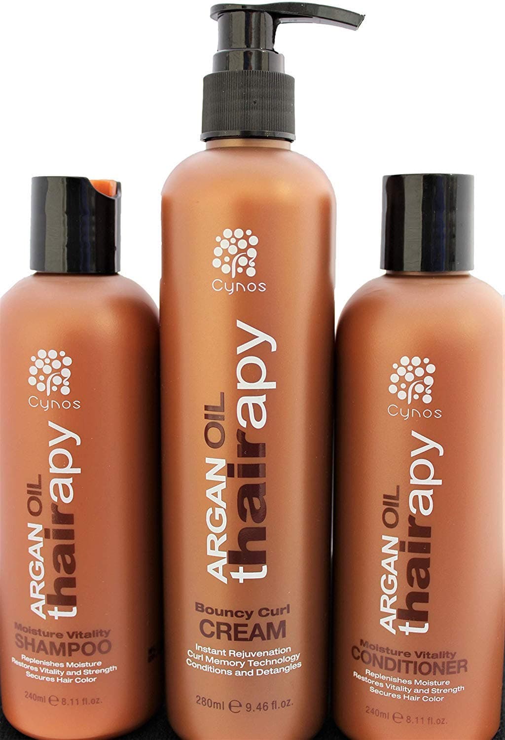 Thairapy Pure Moroccan Argan Oil Wash & Go Bundle-Shampoo, Conditioner, and Bouncy Curl Cream