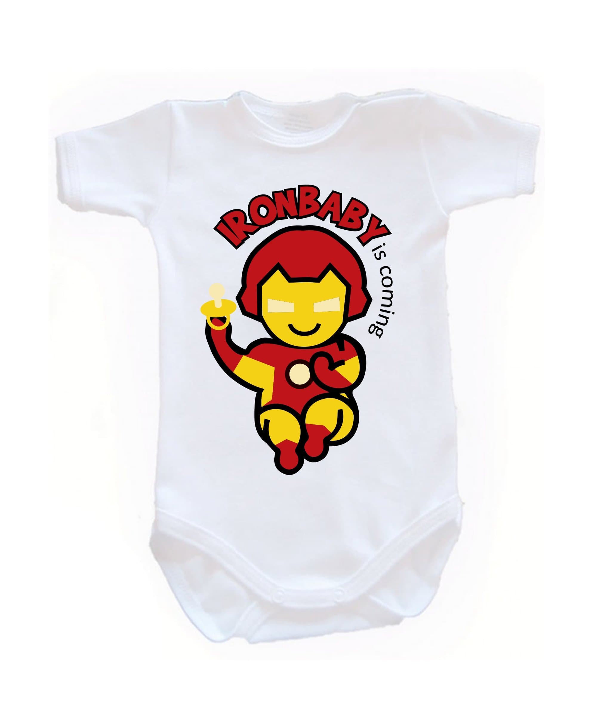 Colour Fashion Baby Ironman Bodysuits 0-24 Months (3-6 Months, 68cm, White)