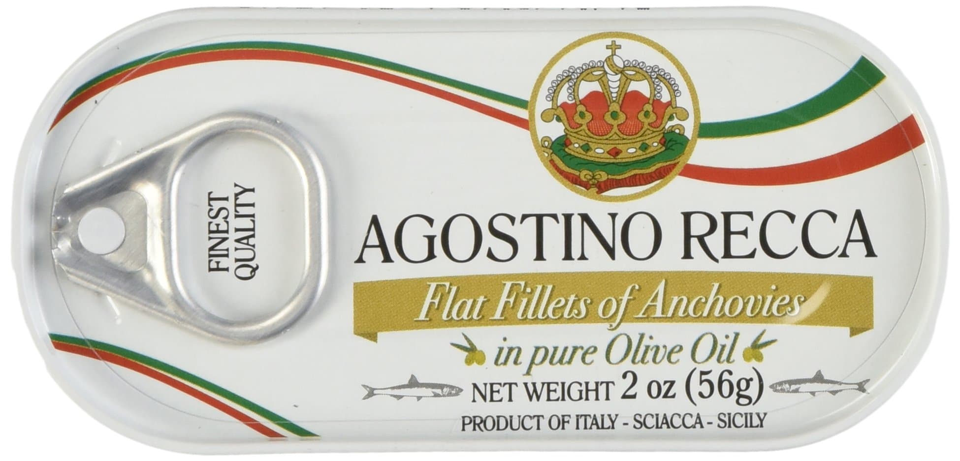 Agostino Recca Anchovies in Olive Oil - Pack of 10 tins (2 oz each)