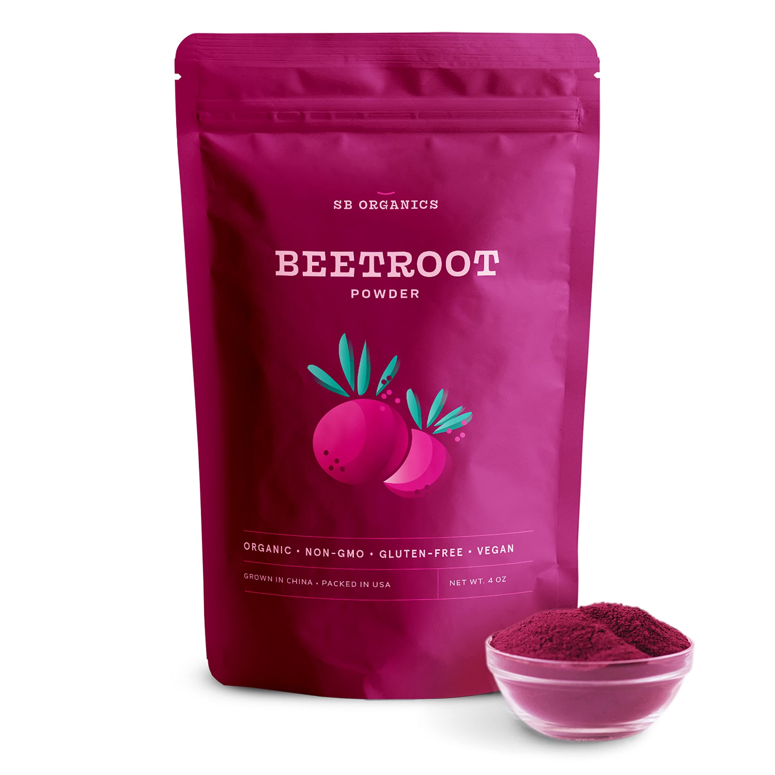 Sun Bay Foods Superfood Beetroot Powder with Fibers, Vitamins and Minerals - USDA Organic Non-GMO - 4 oz.