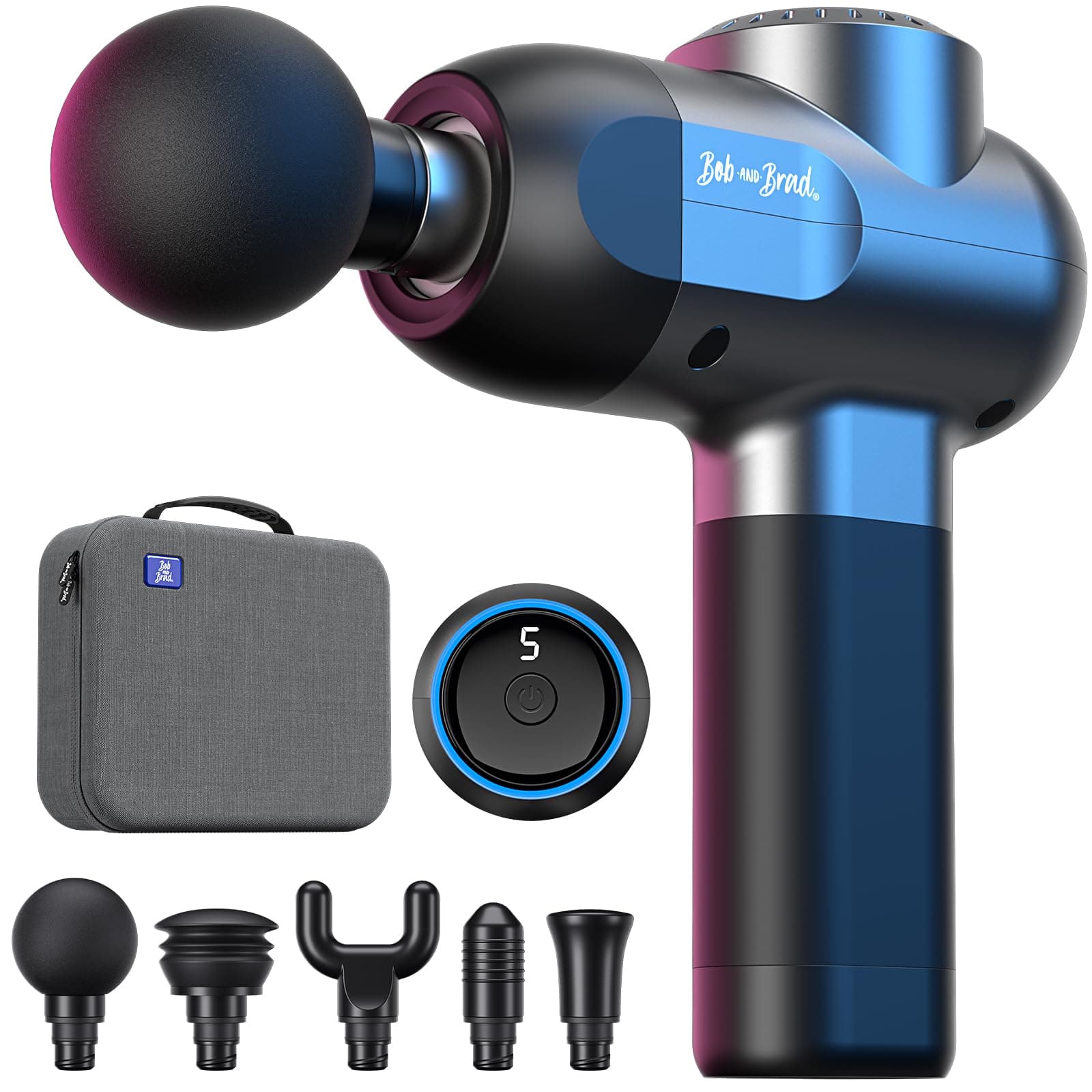 BOB AND BRAD C2 Muscle Battery Powered Massage Gun Deep Muscle Massager with 5 Massage Heads and Relaxation, Ultra Quiet for Fatigue Recovery and Relaxation, Black