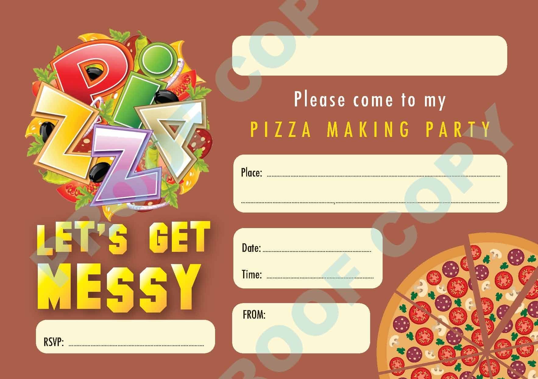 PIZZA MAKING #68 PARTY INVITATIONS childrens kids party invites Pack of 10 inc. envelopes