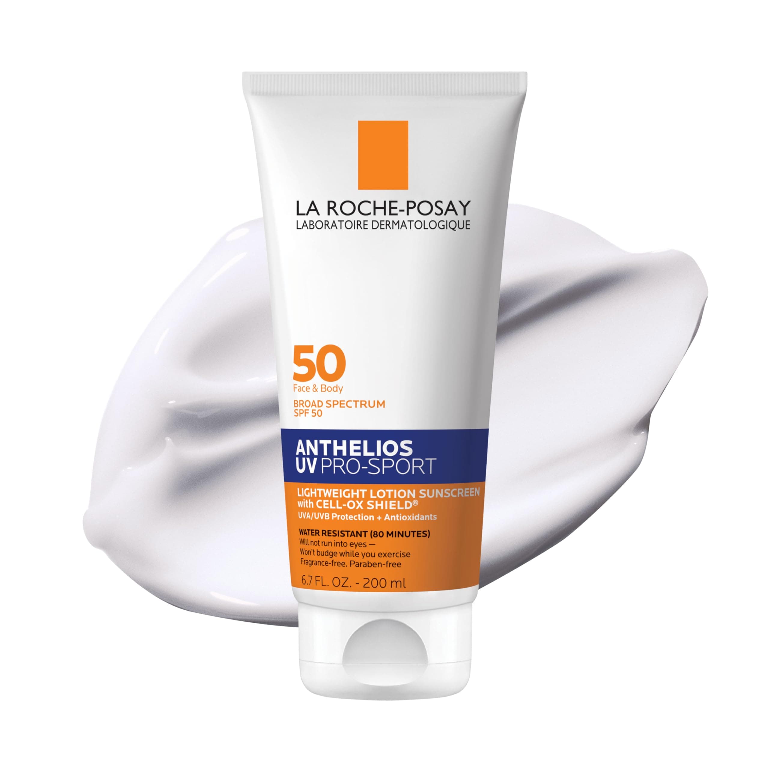 Anthelios UV Pro-Sport SPF 50 Sunscreen for Face & Body, Water & Sweat Resistant with Non-Drip Formula, Invisible Broad Spectrum Sunscreen Lotion, Lightweight & Breathable
