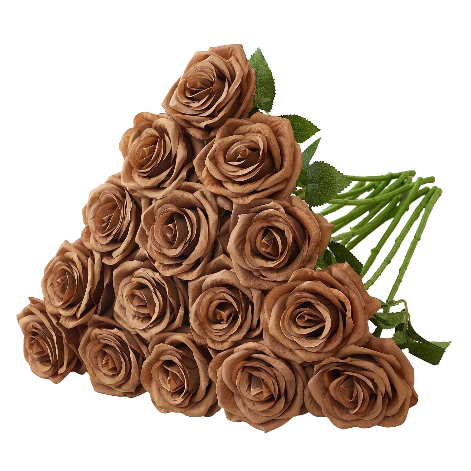 15pcs Fake Roses Artificial Silk Flowers Faux Rose Flower Long Stems Bouquet for Arrangement Wedding Centerpiece Party Home Kitchen Decor