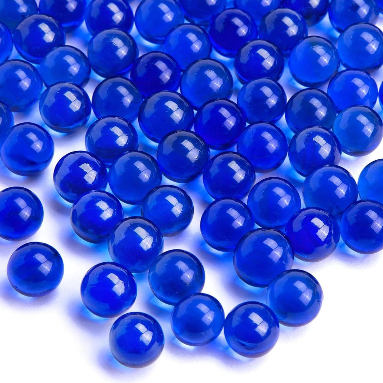 FUTUREPLUSX Glass Marbles, 1LB Blue Marbles Bulk, Vase Filler Decorative Glass Gems Pebbles for Aquarium Decoration Collectibles