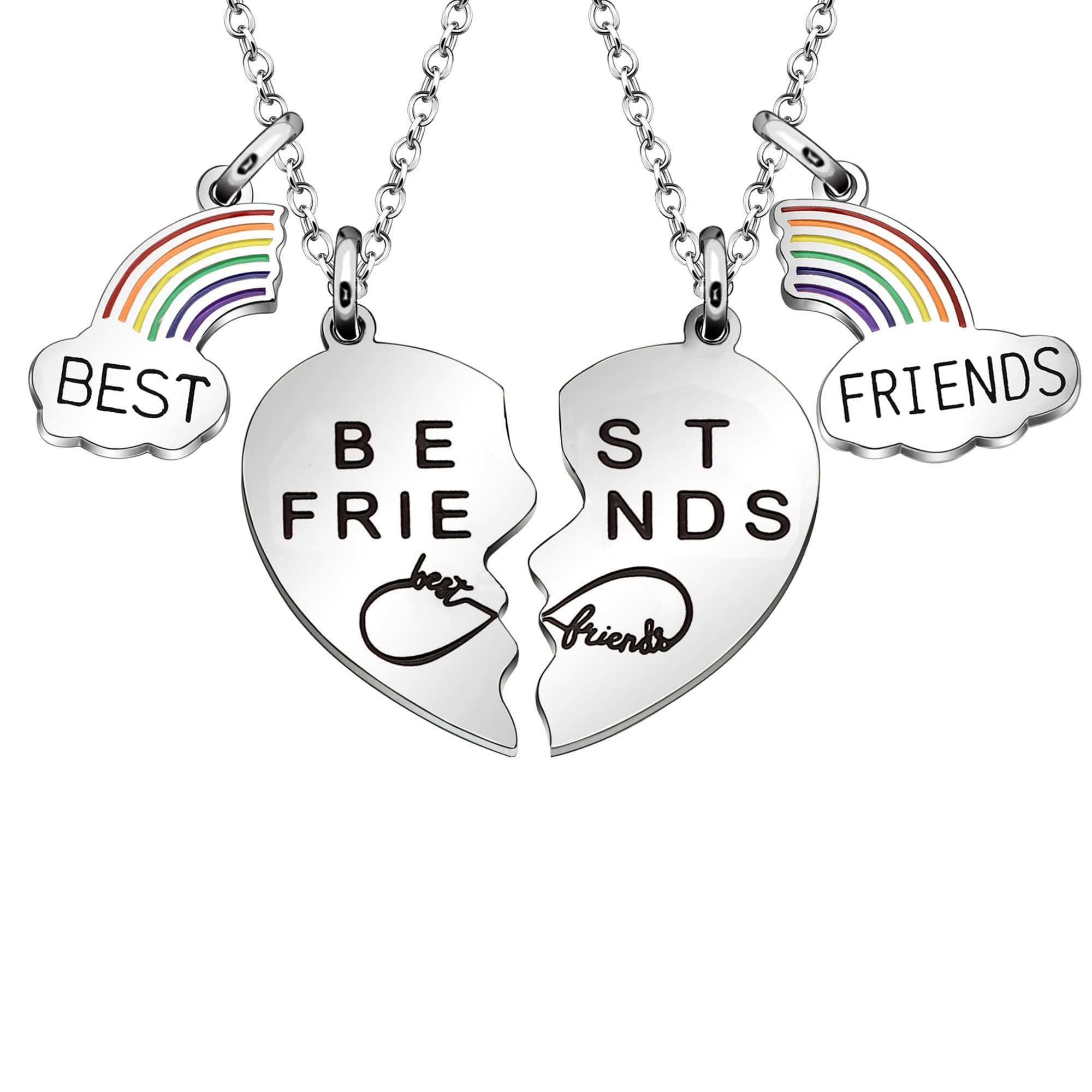 MaxforeverBest Friends 2 Split Heart Necklaces Friendship Jewelry Birthday for Best Friends