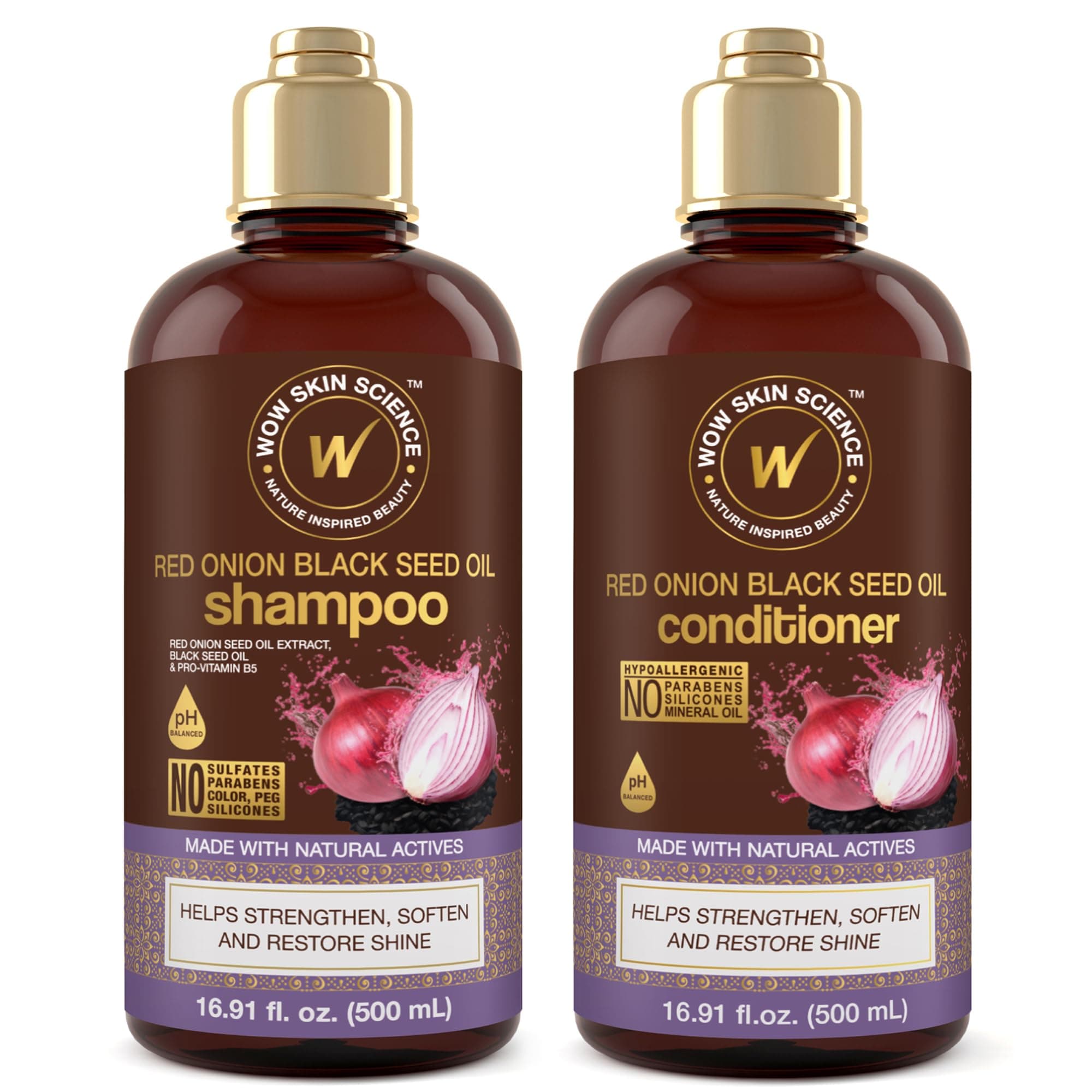 BUYWOW Skin Science, Red Onion Black Seed Oil Shampoo + Hair Conditioner, 2 Piece Kit,Wow Skin Science, Red Onion Black Seed Oil Shampoo + Hair Conditioner, 2 Piece Kit