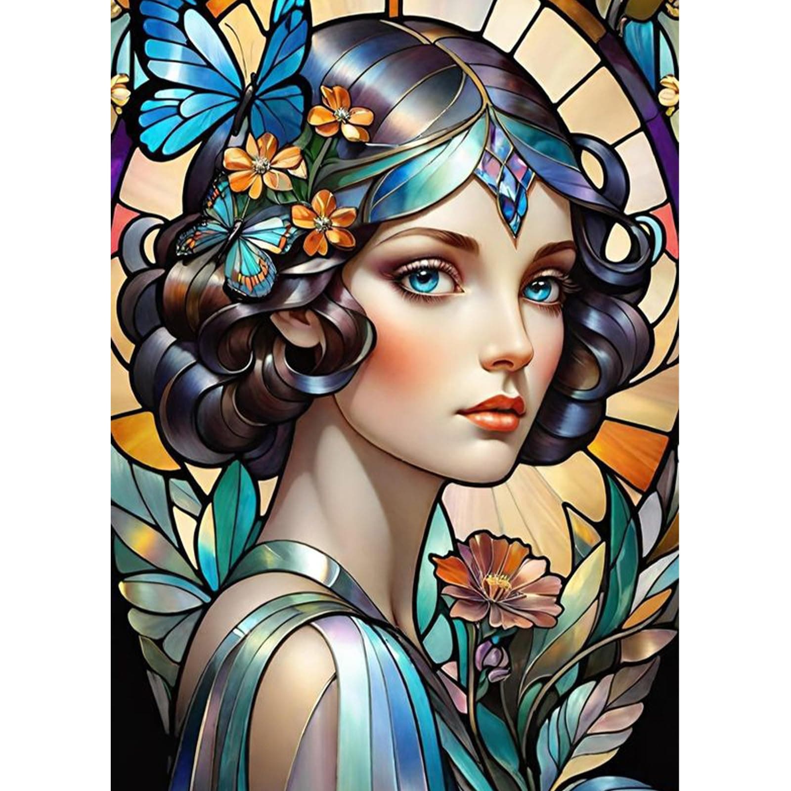 Vintage Lady Diamond Painting Kits 5D Diamond Full Drill, DIY Diamond Art Kits for Adults Beginners, Colourful Style Gem Art Painting Crystal Art Crafts Wall Decor 12x16in / 30x40cm