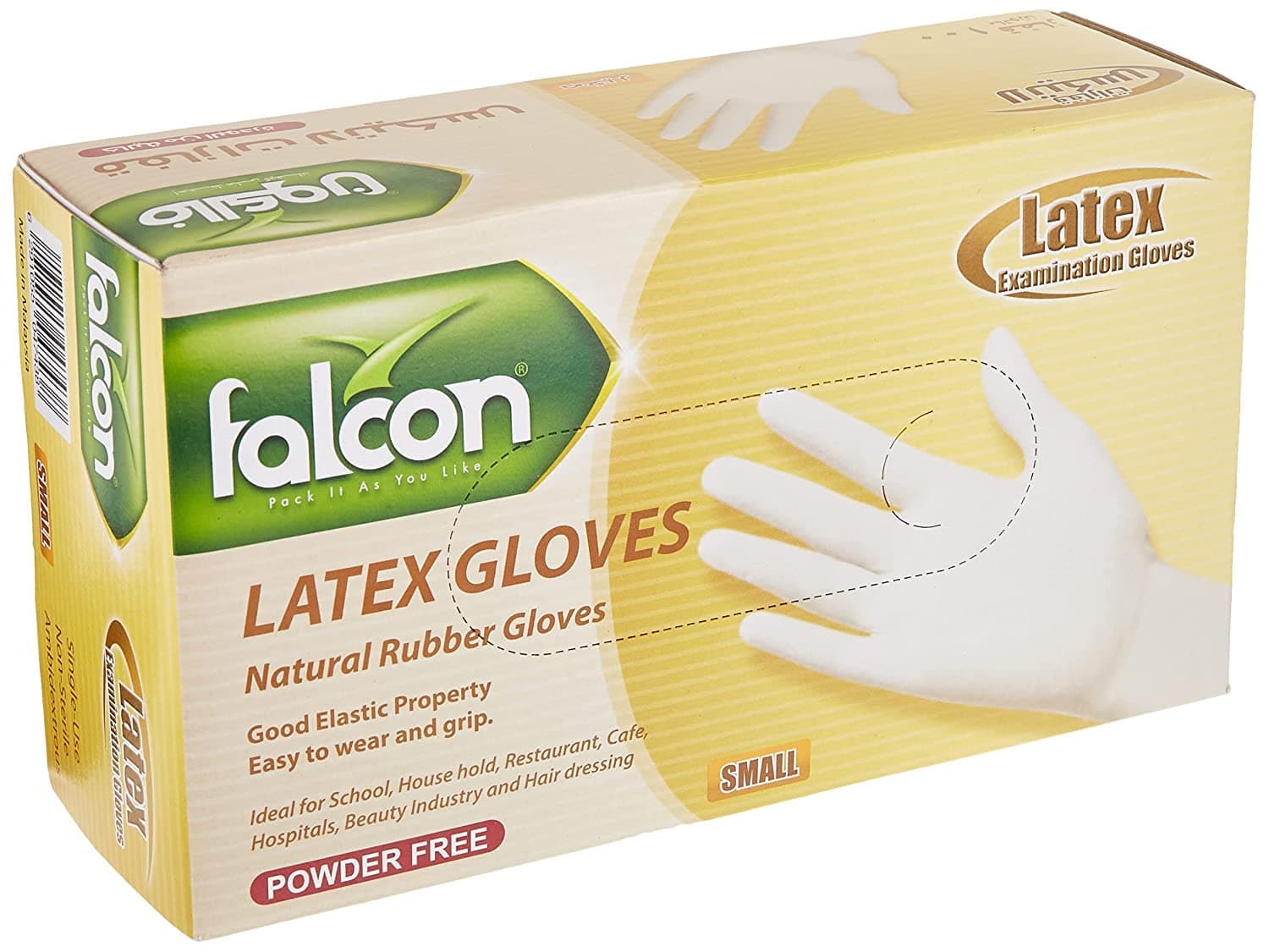 فالكون باك FALCON PACK Latex Gloves (S) Powder Free - 100 Pieces